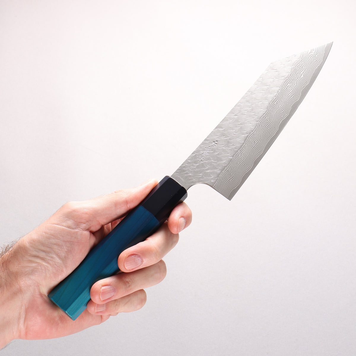 Nigara SPG STRIX Hammered Damascus Bunka 180mm Indigo dyed Handle