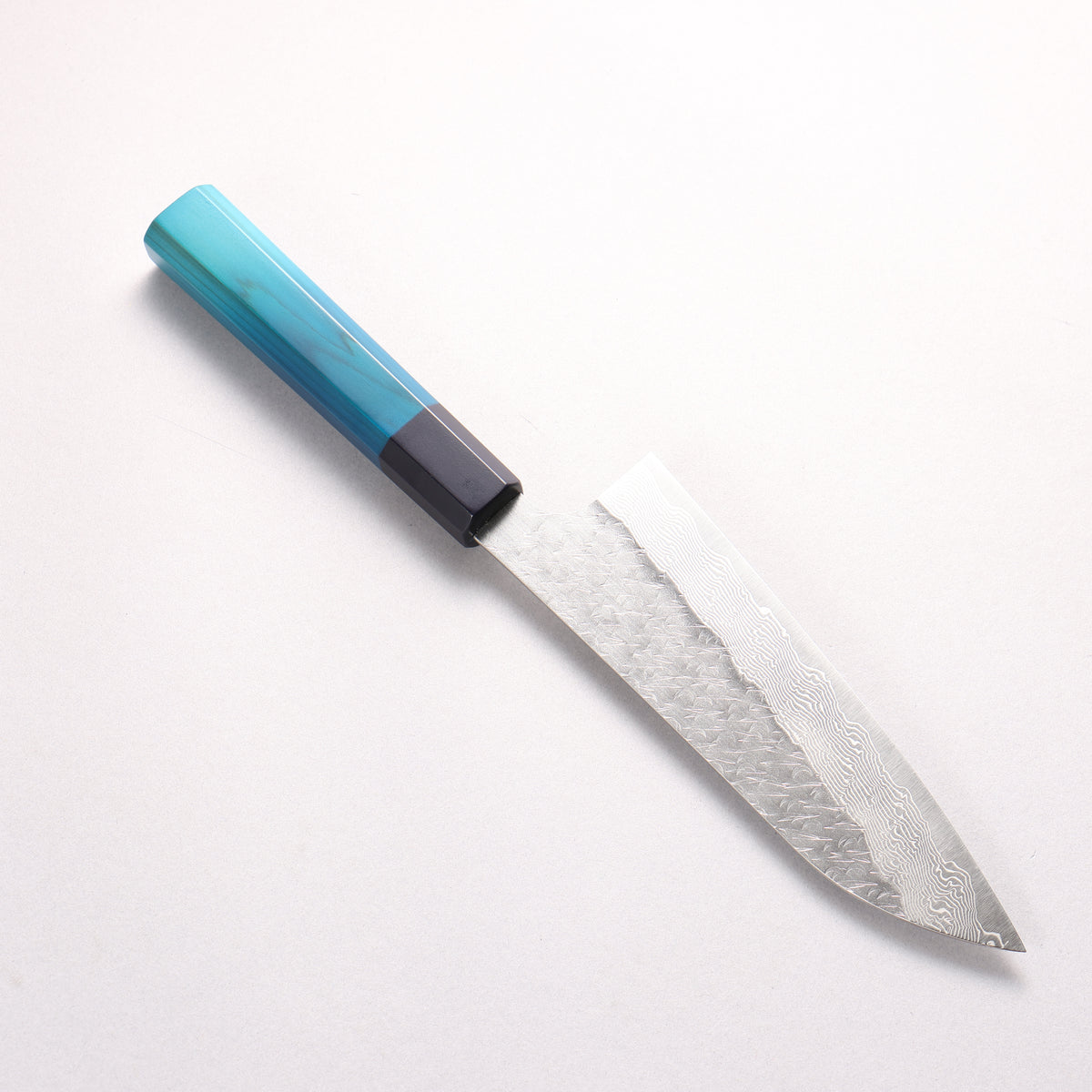 Nigara SPG STRIX Hammered Damascus Santoku 180mm Indigo dyed Handle