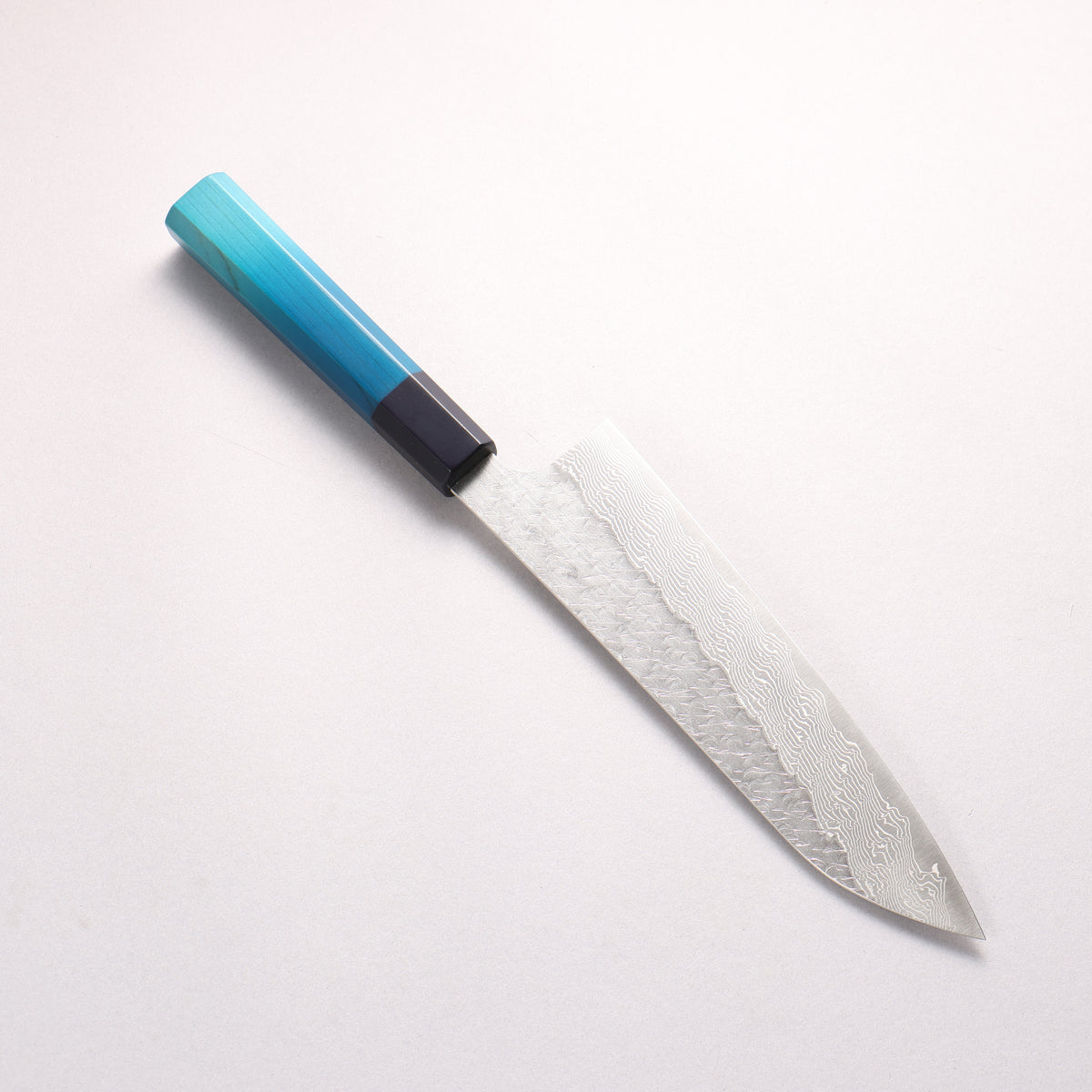 Nigara SPG STRIX Hammered Damascus Gyuto 210mm Indigo dyed Handle