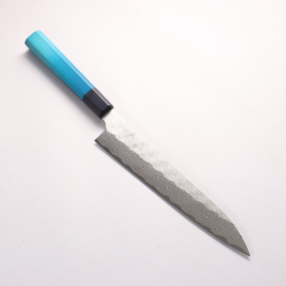 Nigara SPG STRIX Hammered Damascus Sujihiki 240mm Indigo dyed Handle
