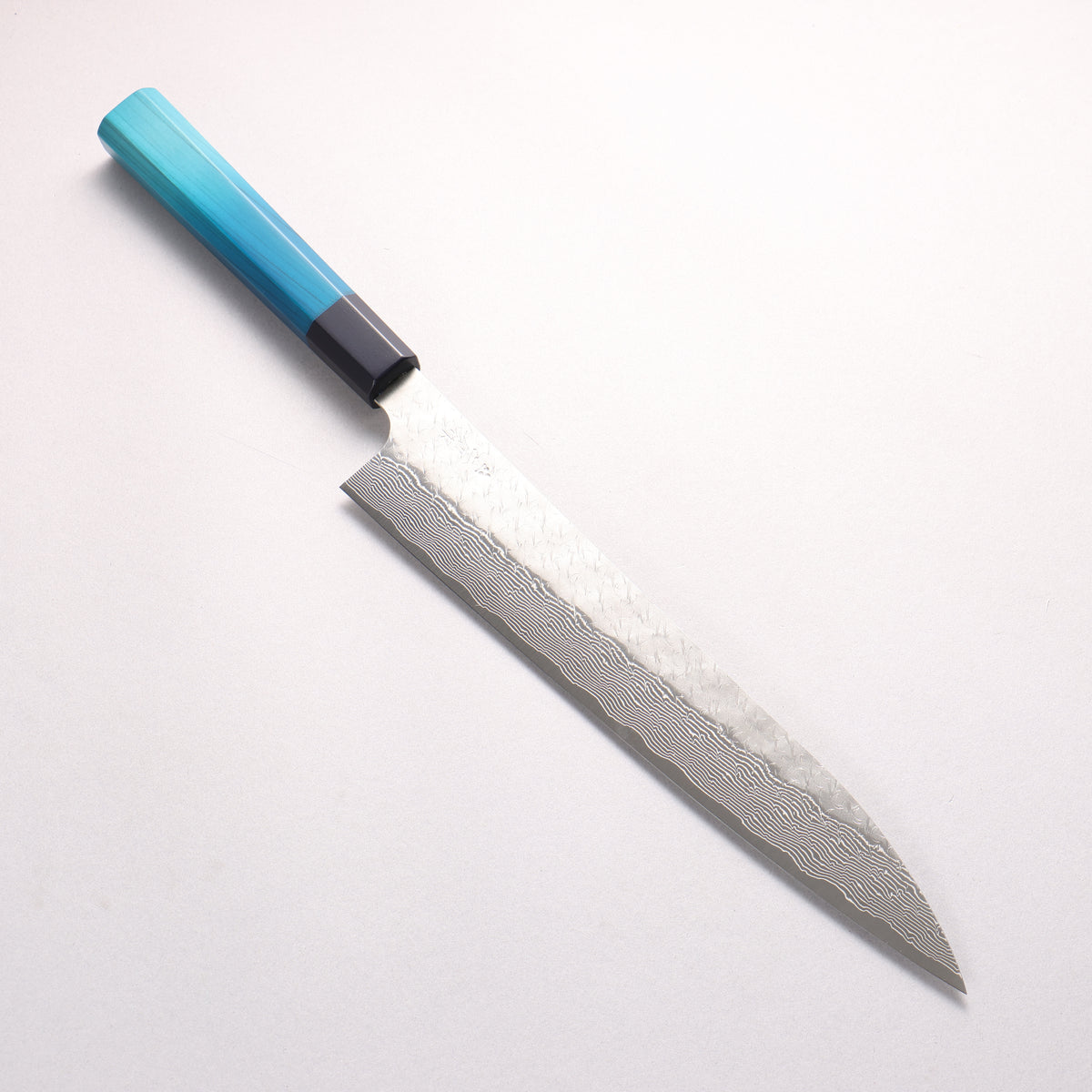 Nigara SPG STRIX Hammered Damascus Sujihiki 270mm Indigo dyed Handle