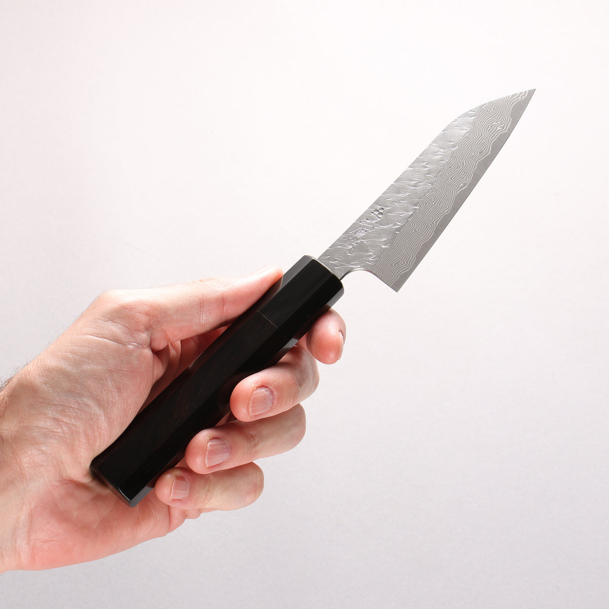 Nigara SPG STRIX Hammered Damascus Petty-Utility 120mm Ebony Wood (ferrule: Black Water Buffalo Horn) Handle