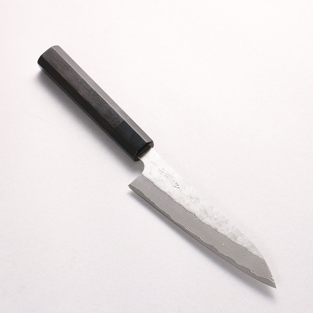 Nigara SPG STRIX Hammered Damascus Petty-Utility 150mm Ebony Wood (ferrule: Black Water Buffalo Horn) Handle