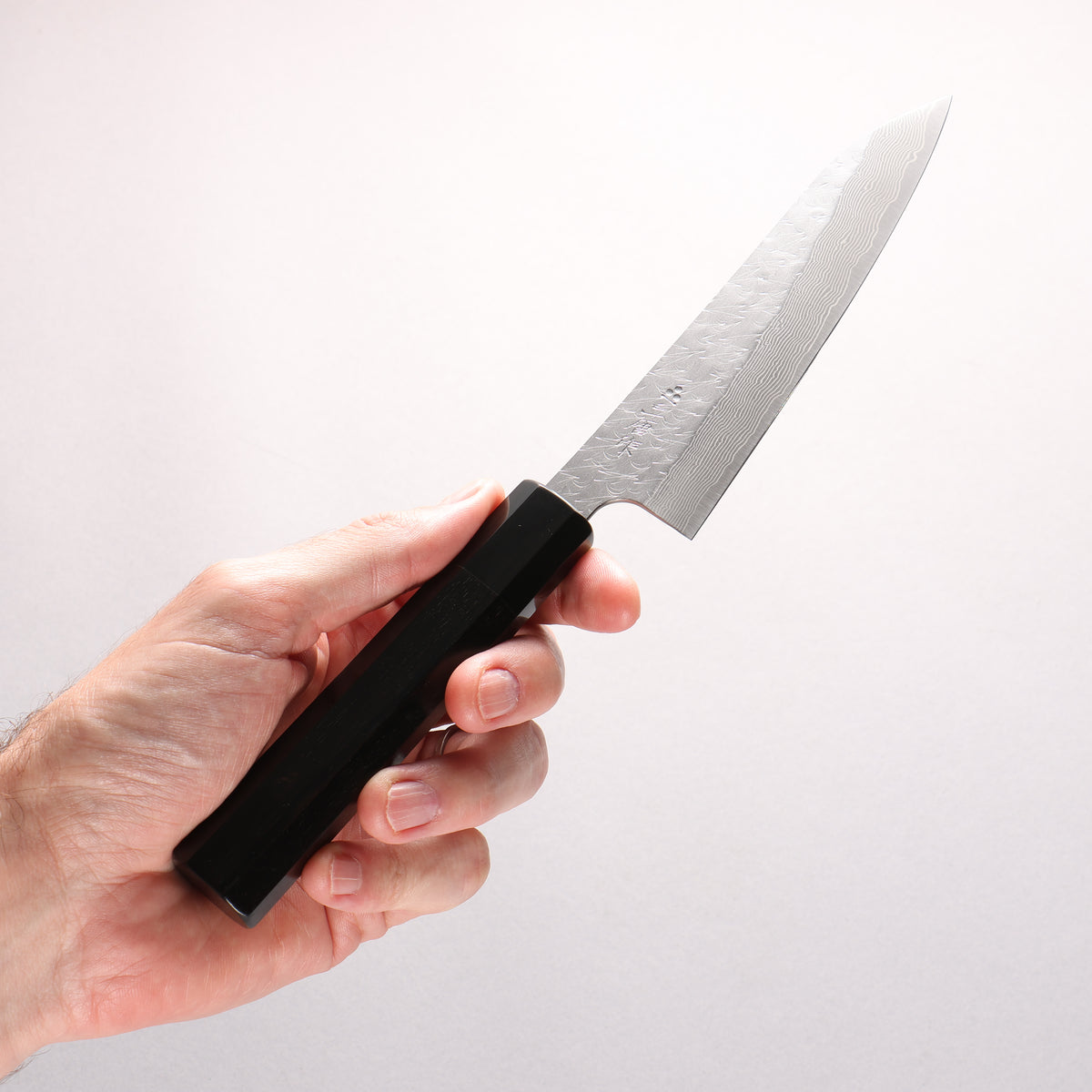 Nigara SPG STRIX Hammered Damascus Petty-Utility 150mm Ebony Wood (ferrule: Black Water Buffalo Horn) Handle