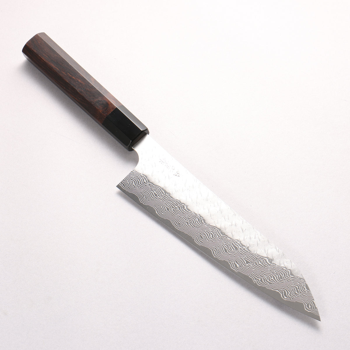Nigara SPG STRIX Hammered Damascus Gyuto 210mm Ebony Wood (ferrule: Black Water Buffalo Horn) Handle