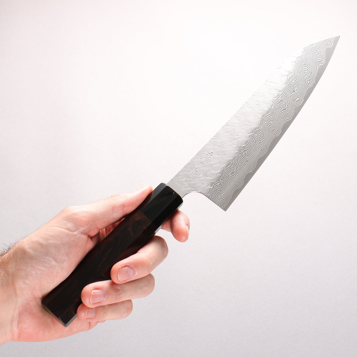 Nigara SPG STRIX Hammered Damascus Gyuto 210mm Ebony Wood (ferrule: Black Water Buffalo Horn) Handle