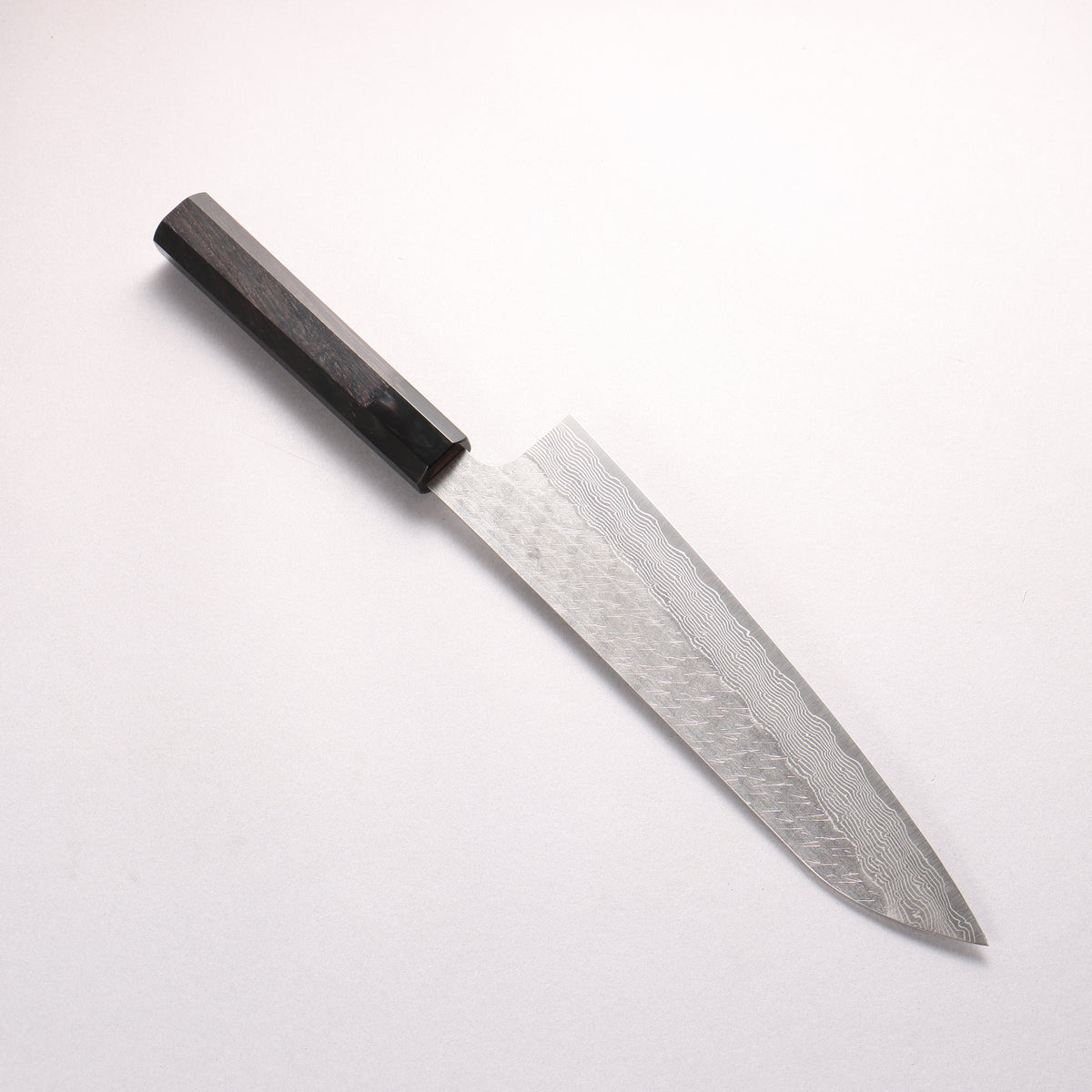Nigara SPG STRIX Hammered Damascus Gyuto 240mm Ebony Wood (ferrule: Black Water Buffalo Horn) Handle