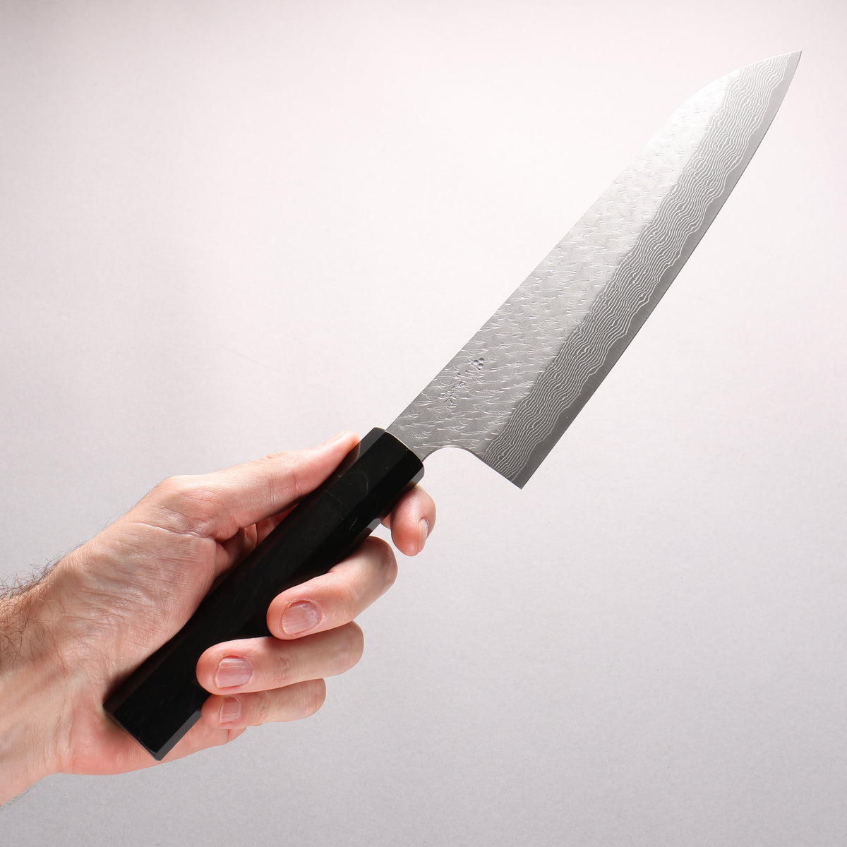 Nigara SPG STRIX Hammered Damascus Gyuto 240mm Ebony Wood (ferrule: Black Water Buffalo Horn) Handle