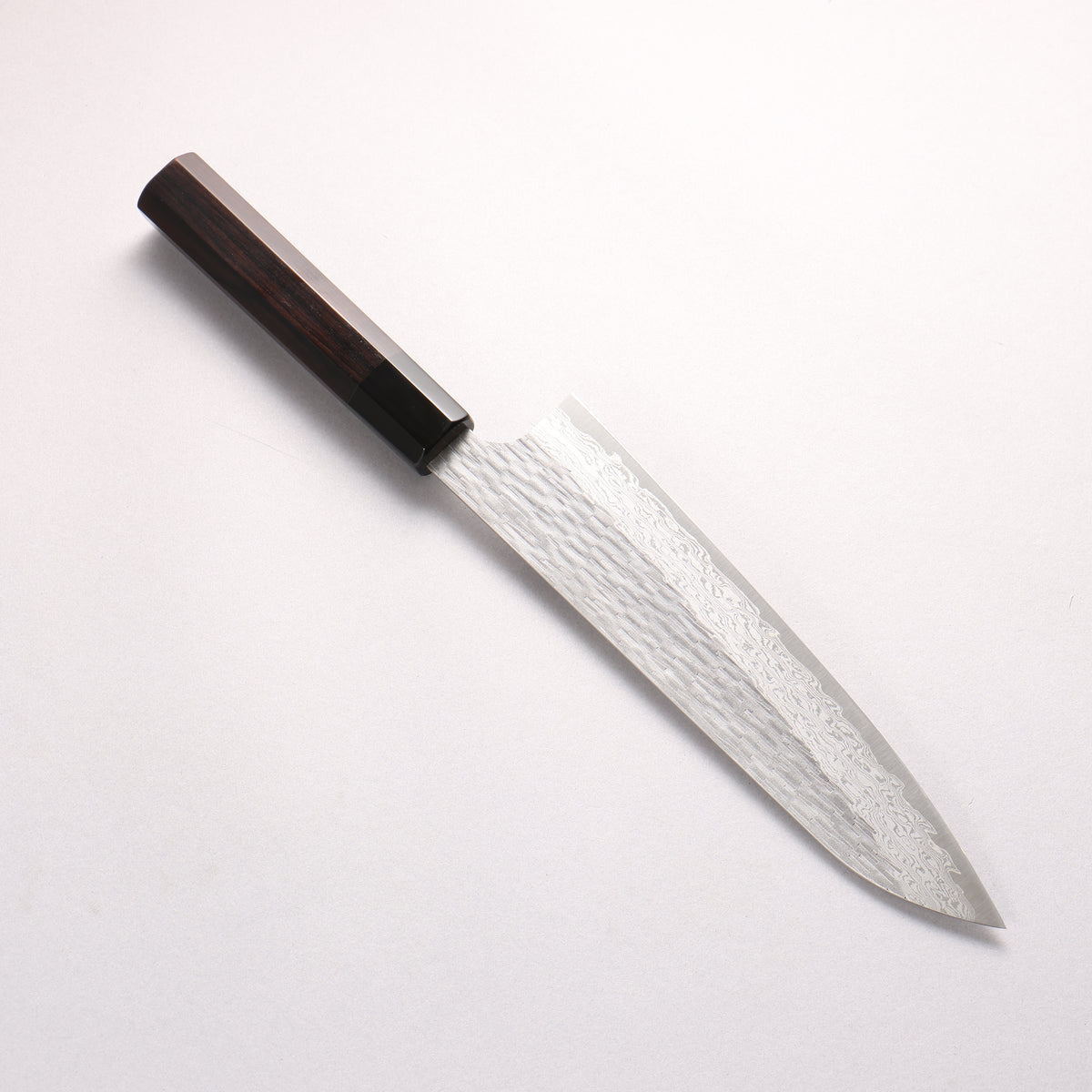 Nigara VG-XEOS Hammered Damascus Gyuto 225mm Ebony Wood (ferrule: Black Water Buffalo Horn) Handle