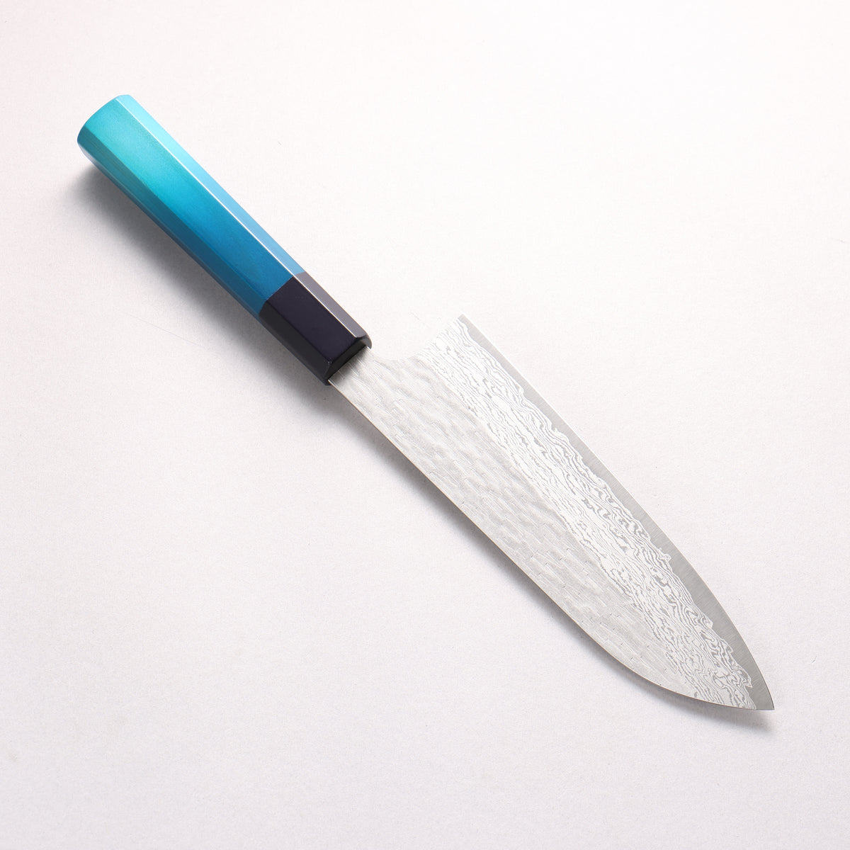 Nigara VG-XEOS Hammered Damascus Santoku 180mm Indigo dyed Handle