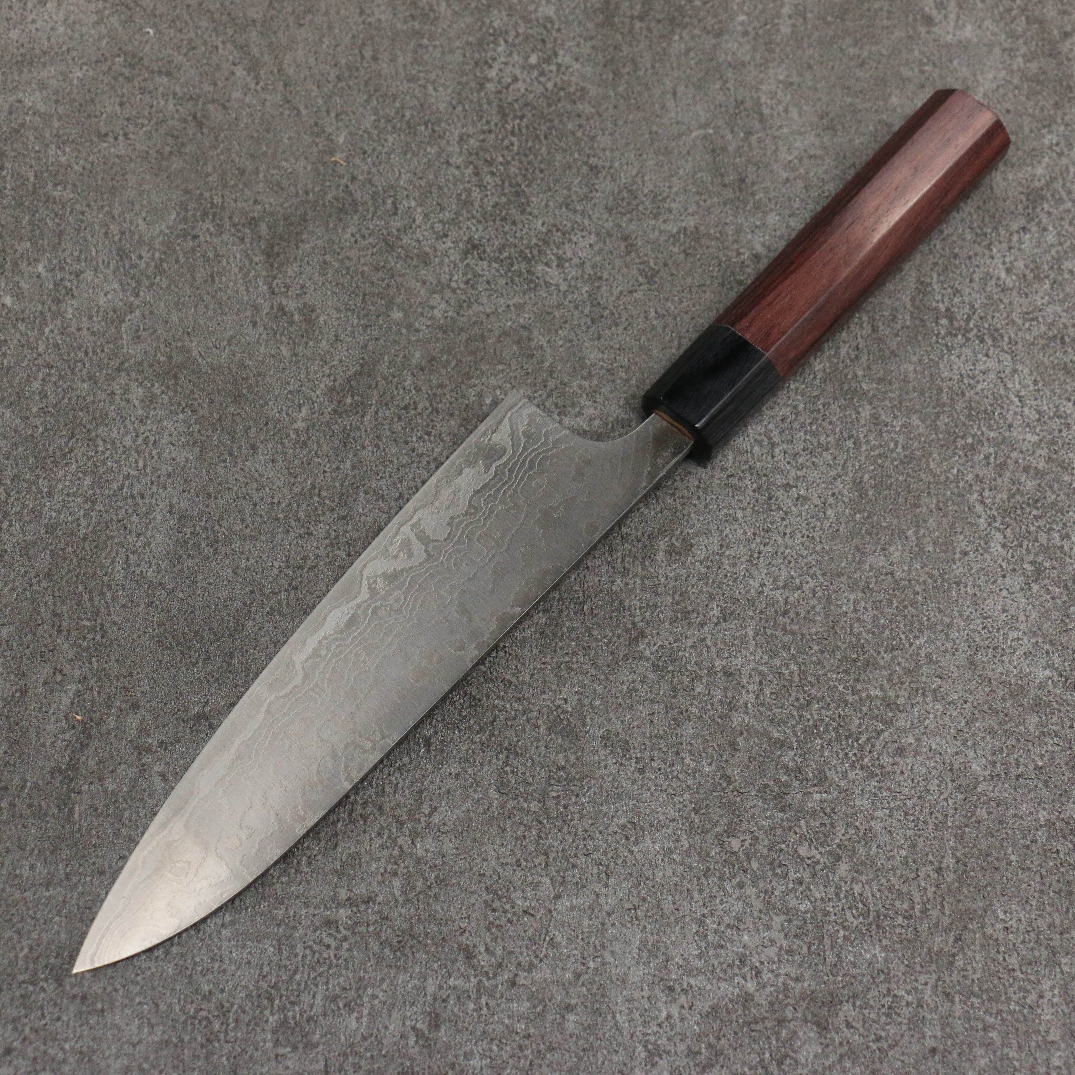 Nao Yamamoto SG2 Damascus Migaki Finished Gyuto 180mm Rosewood (Ferrule: Black Pakka Wood) Handle - Japanny - Best Japanese Knife