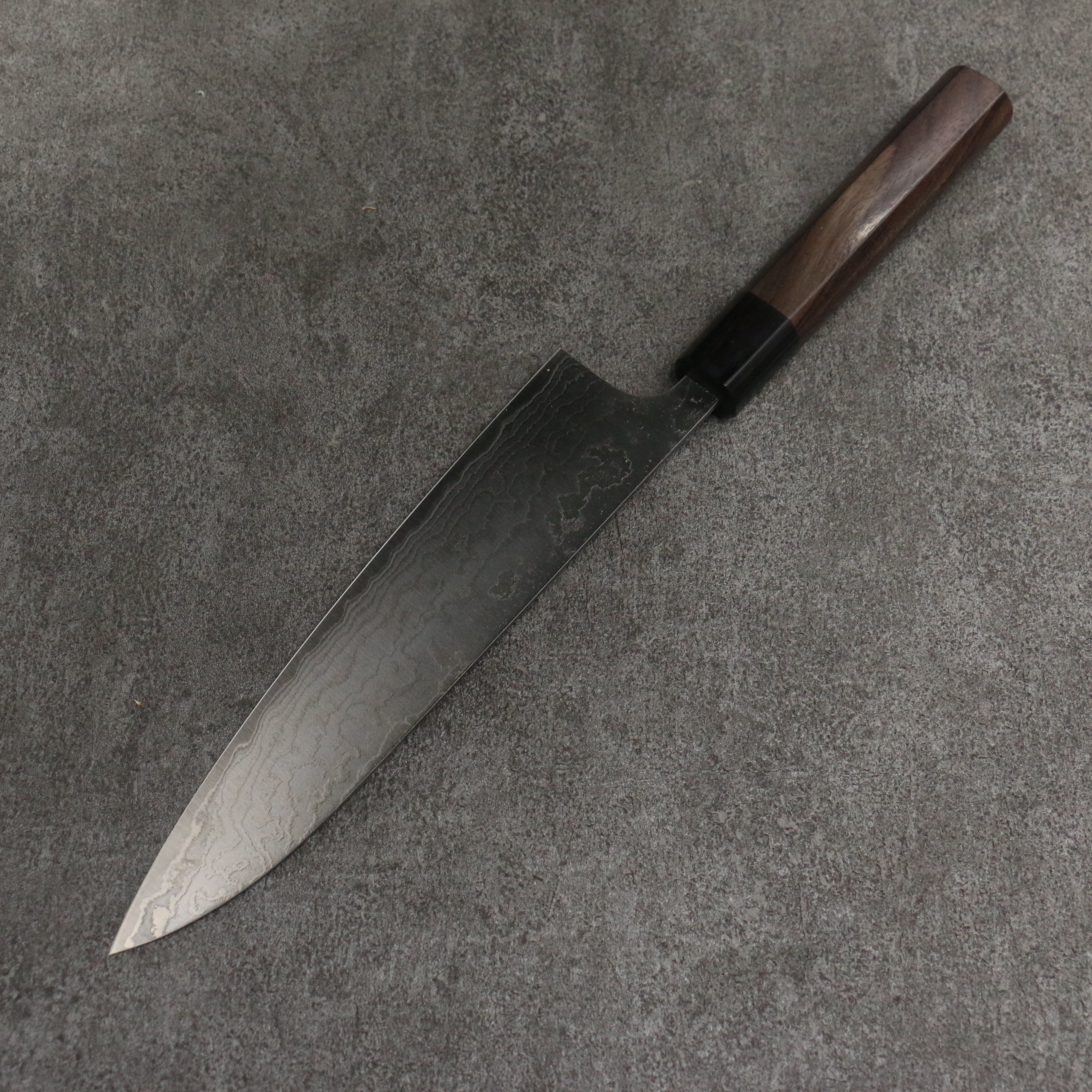 Nao Yamamoto SG2 Damascus Migaki Finished Gyuto 210mm Rosewood (Ferrule: Black Pakka Wood) Handle - Japanny - Best Japanese Knife