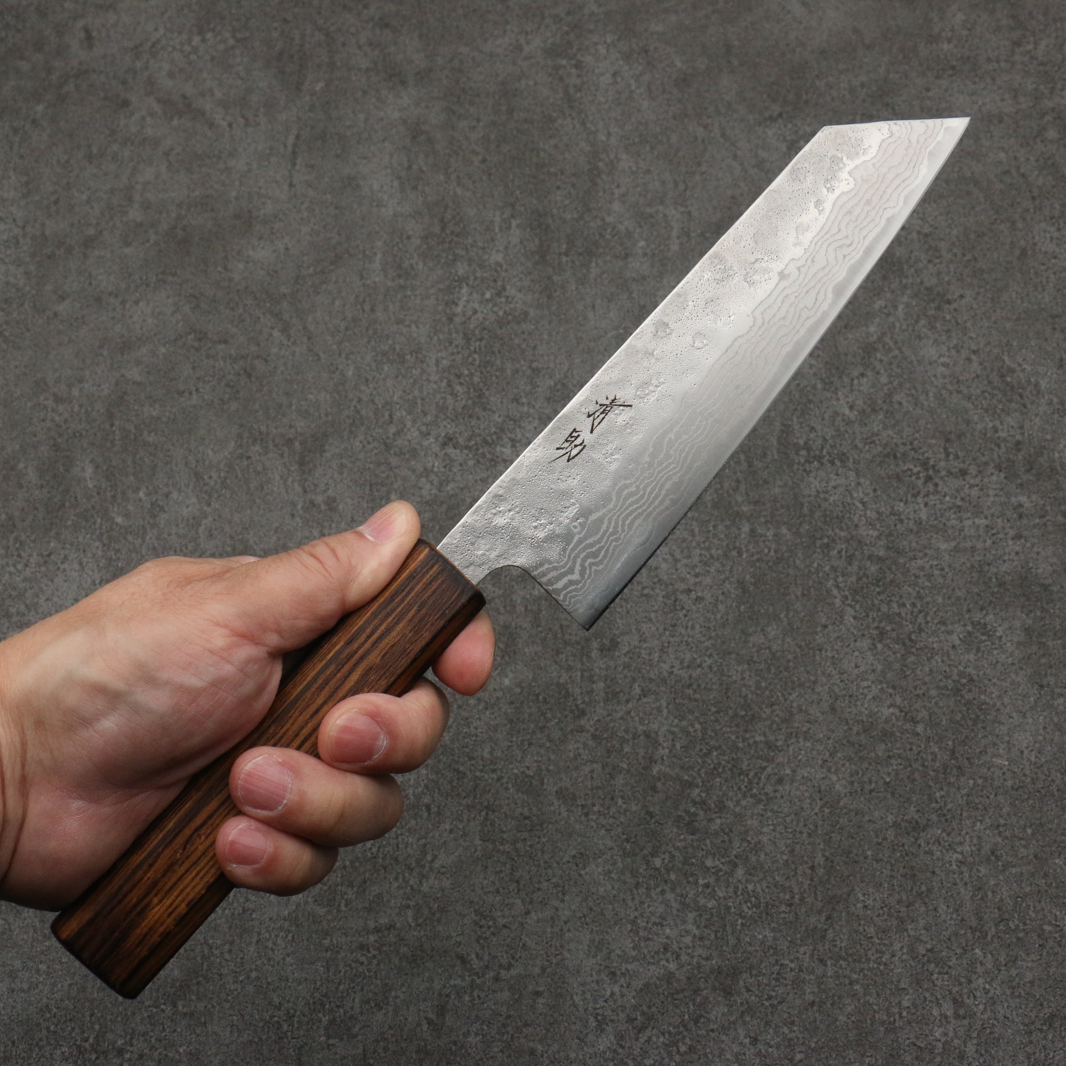 Seisuke Stainless Steel 440C Hammered Damascus Bunka 170mm Oak Handle - Japanny - Best Japanese Knife