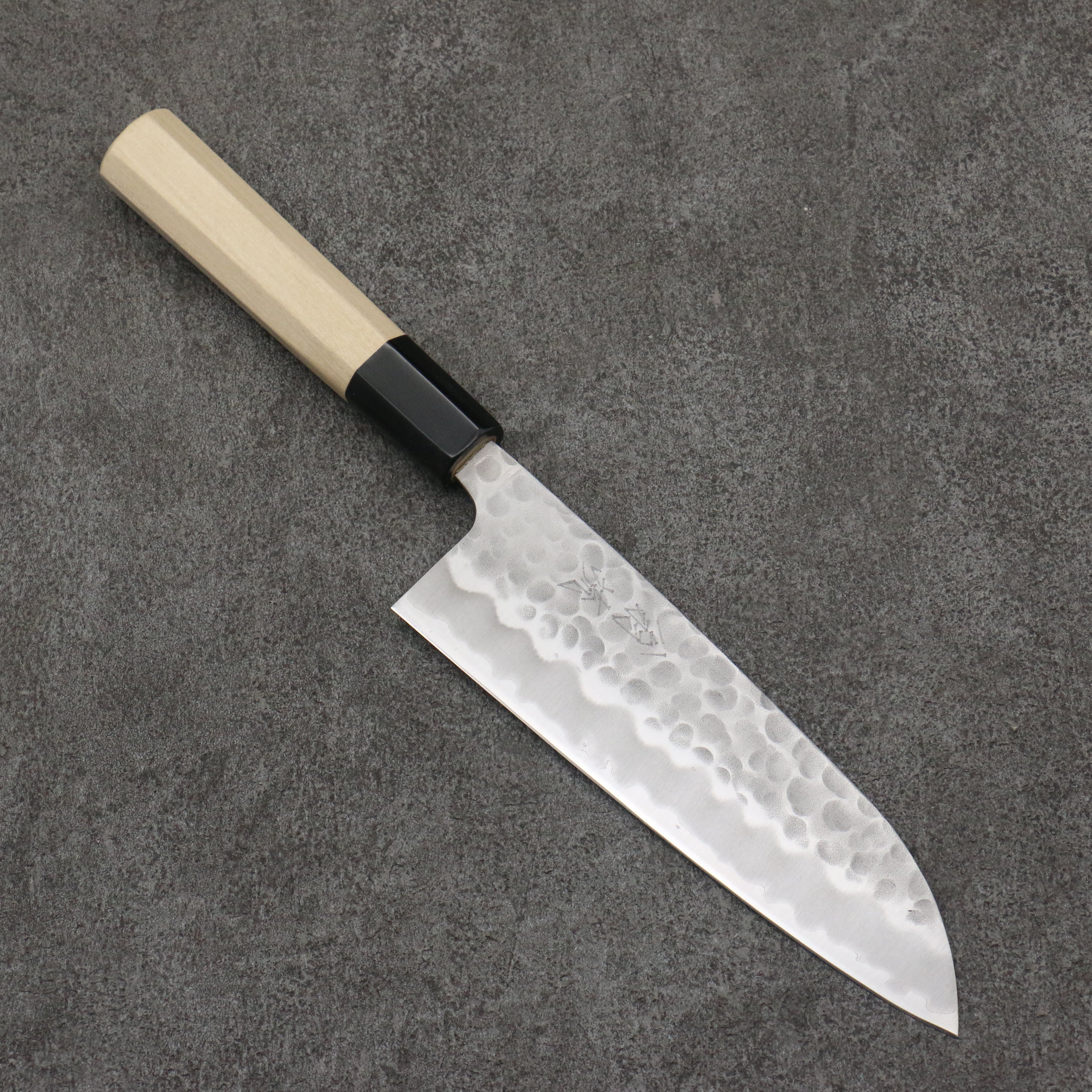 Oul White Steel No.2 Hammered Santoku 165mm Magnolia Handle - Japanny - Best Japanese Knife