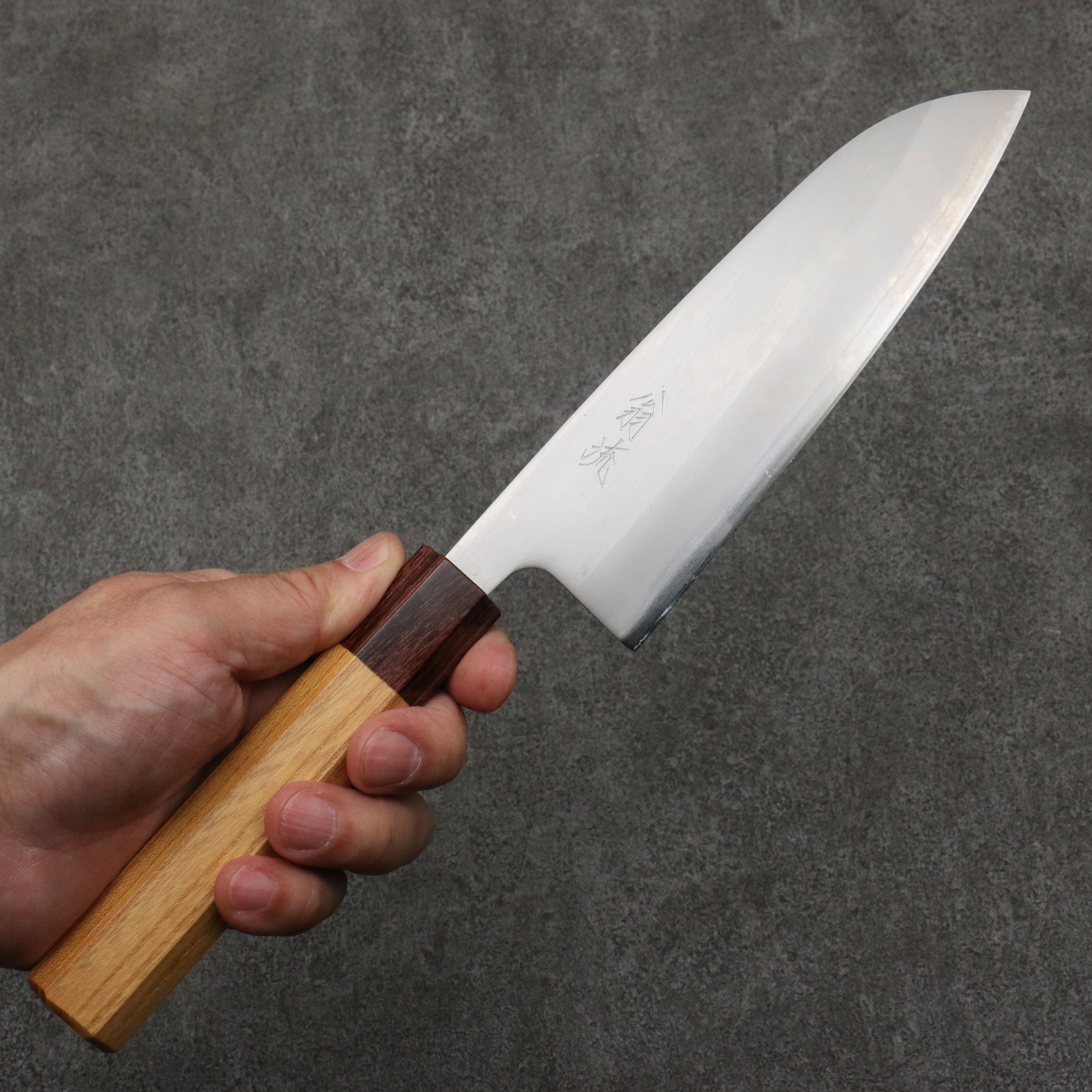 Oul White Steel No.1 Santoku 165mm Keyaki (Japanese Elm) Handle - Japanny - Best Japanese Knife