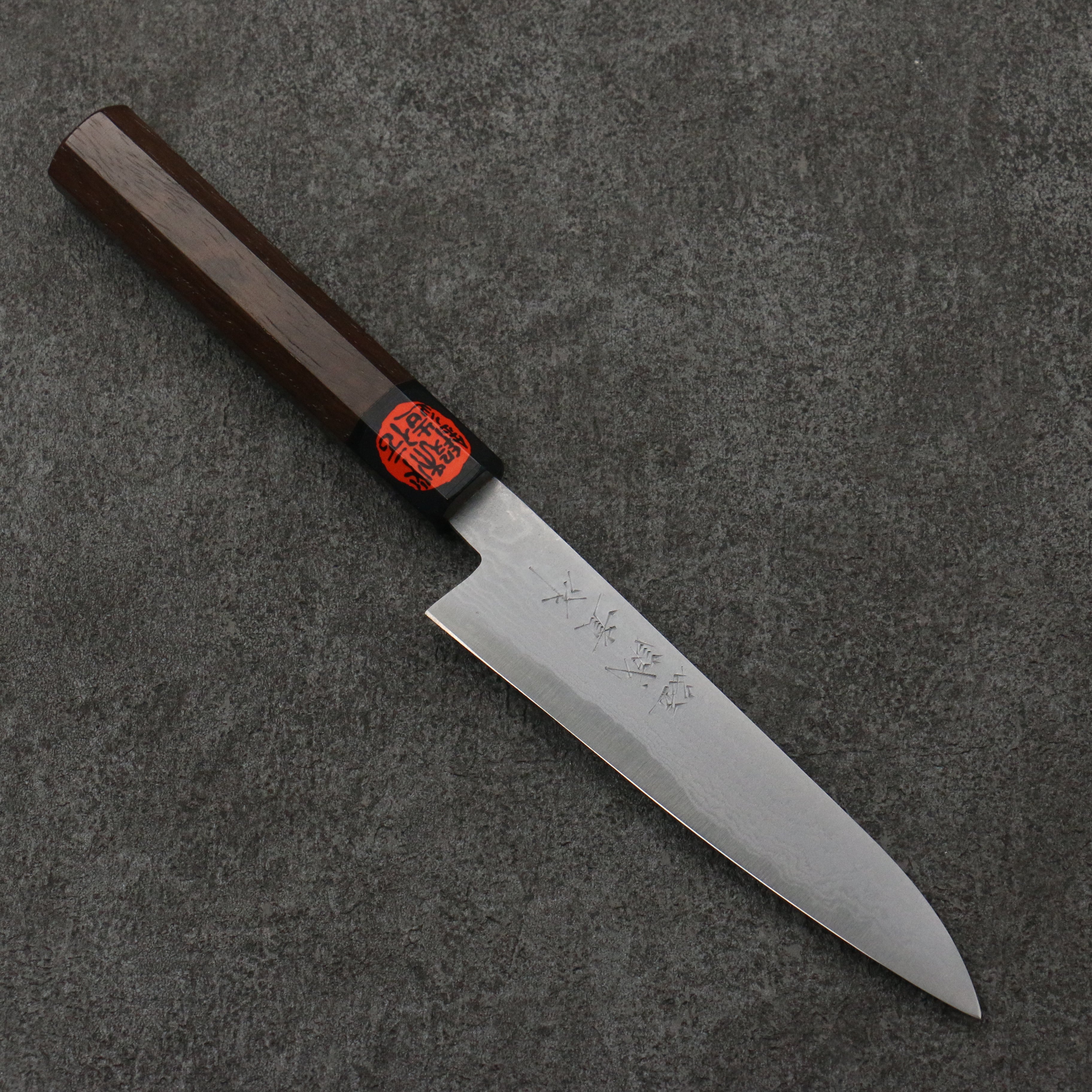 Shigeki Tanaka Blue Steel No.2 Damascus Petty-Utility 135mm Walnut Handle - Japanny - Best Japanese Knife