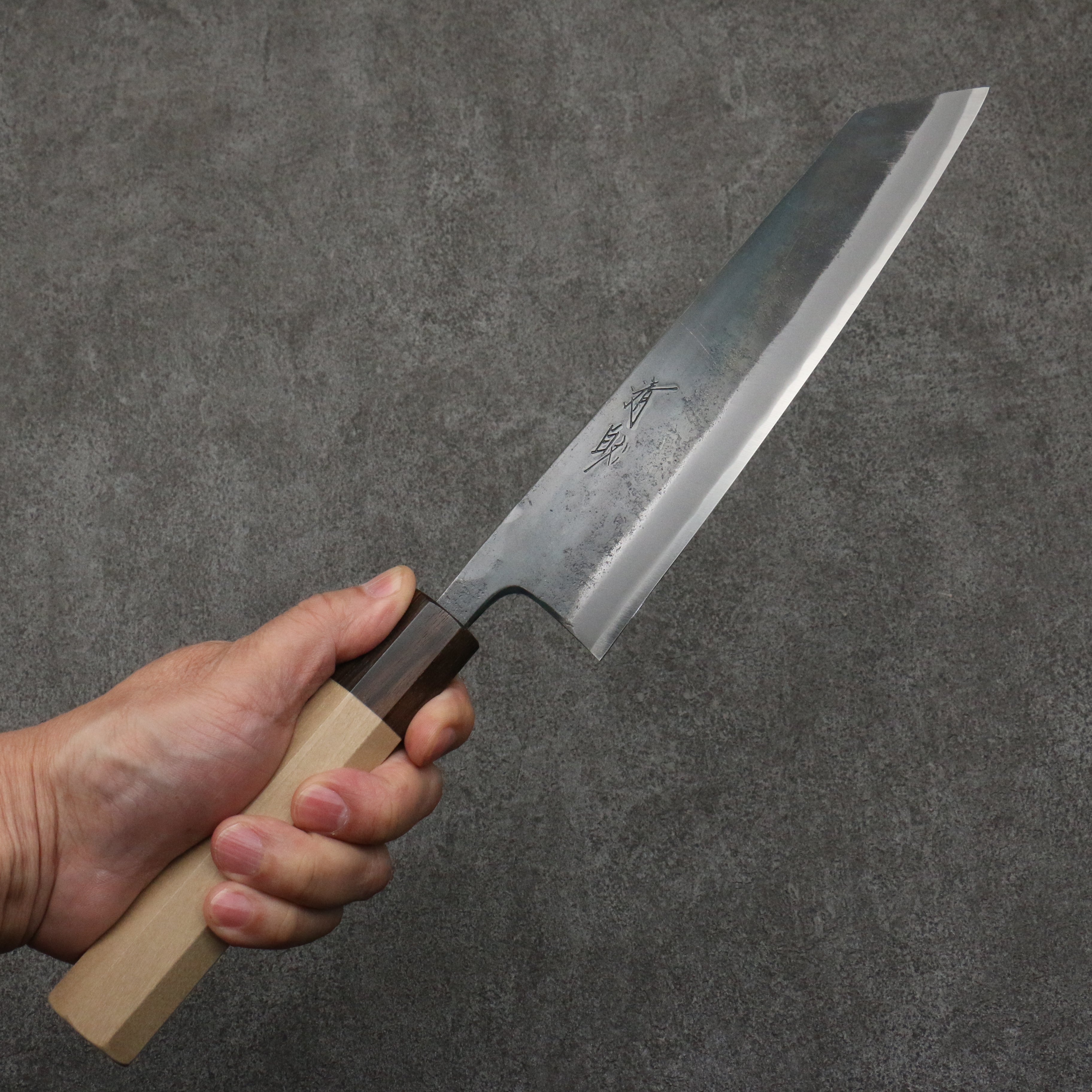 Seisuke Blue Super Black Finished Kiritsuke Gyuto 210mm Magnolia (Ferrule: Ebony) Handle - Japanny - Best Japanese Knife