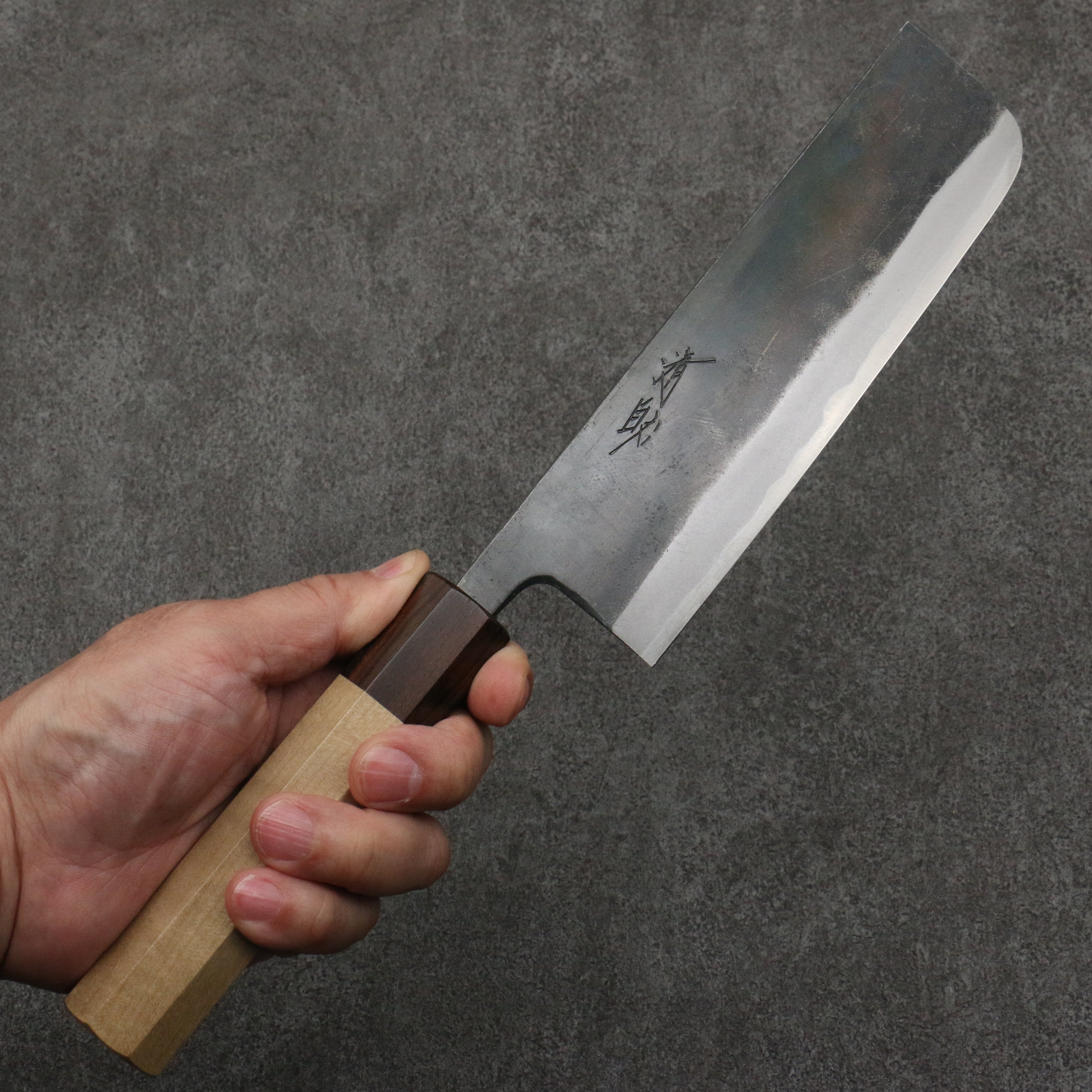 Seisuke Blue Steel No.1 Black Finished Nakiri 165mm Magnolia (Ferrule: Ebony) Handle - Japanny - Best Japanese Knife
