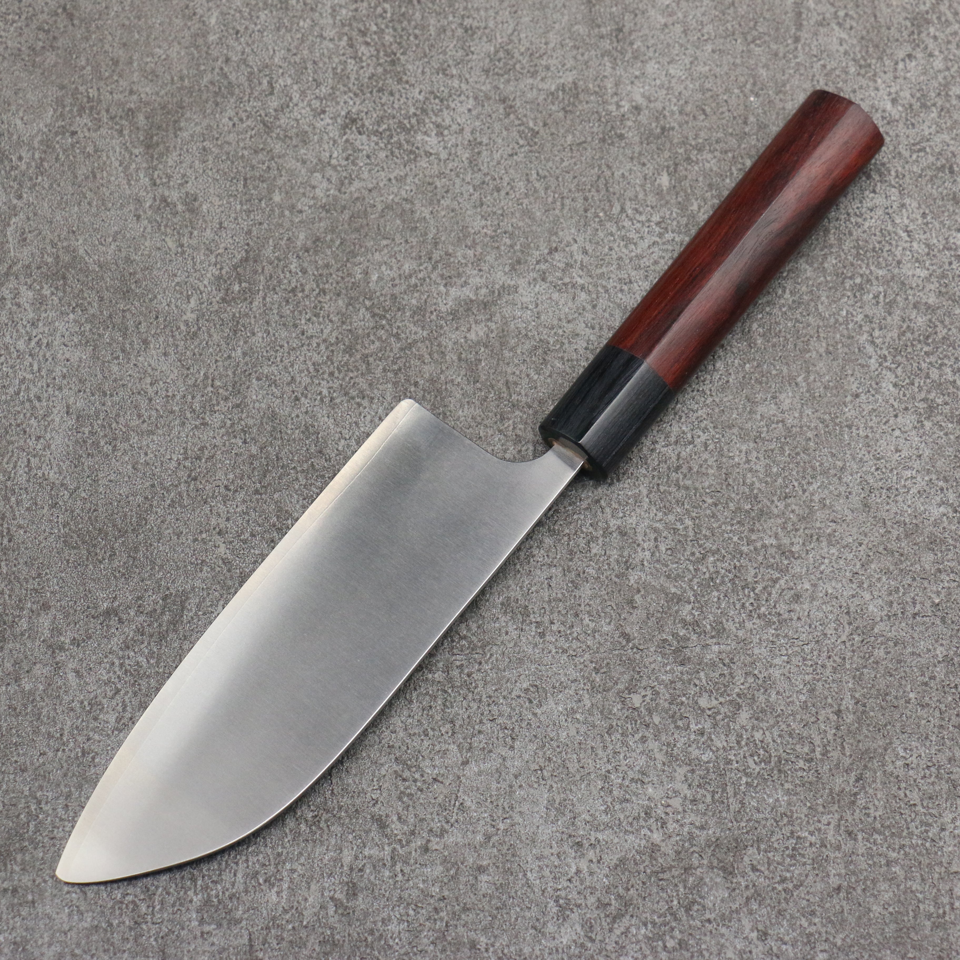 Shungo Ogata Round Tip SG2 Migaki Finished Small Santoku 150mm Rosewood (Ferrule: Black Pakka Wood) Handle - Japanny - Best Japanese Knife
