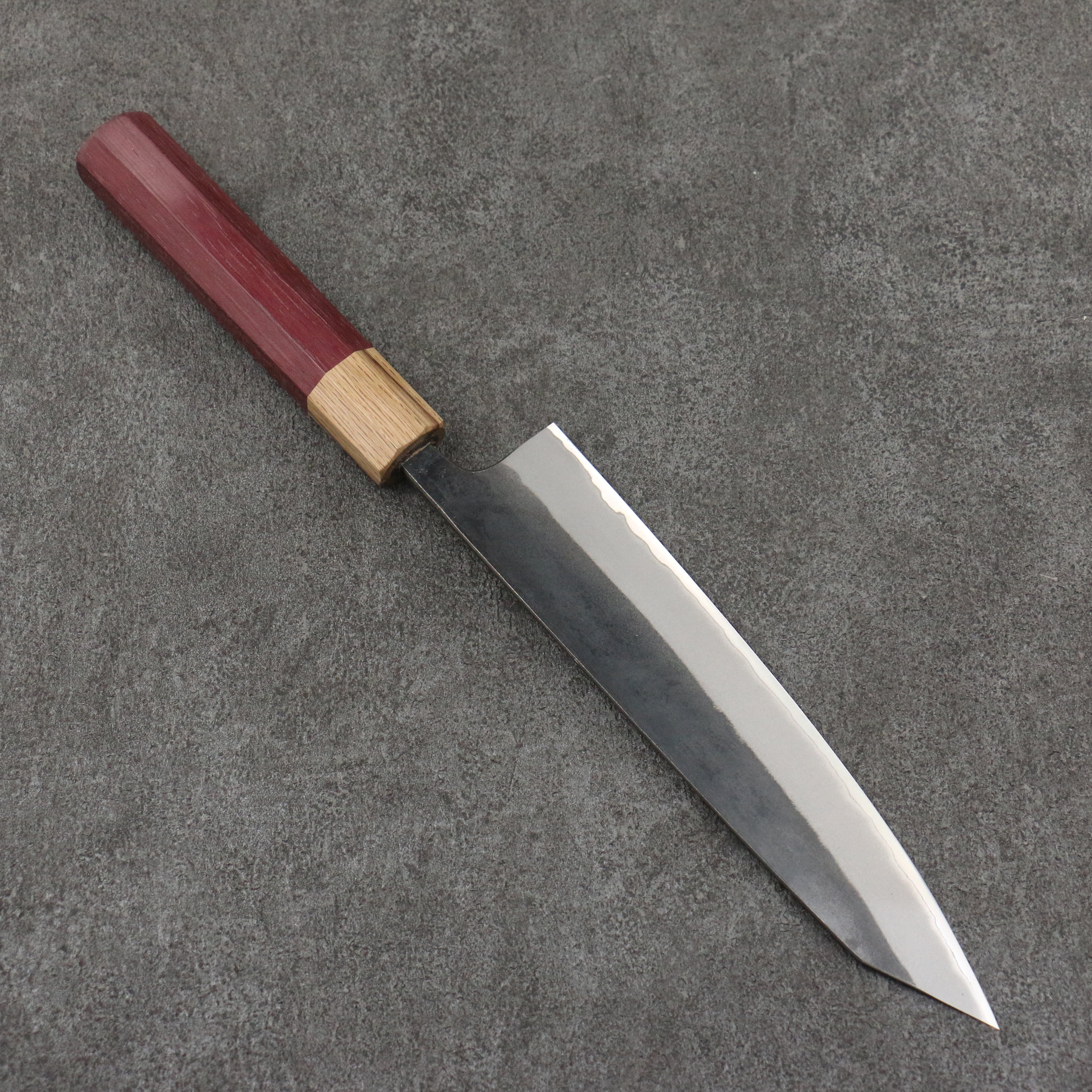 Seisuke Blue Steel No.2 Black Finished Kiritsuke Gyuto 210mm Purpleheart (Ferrule: Oak) Handle - Japanny - Best Japanese Knife