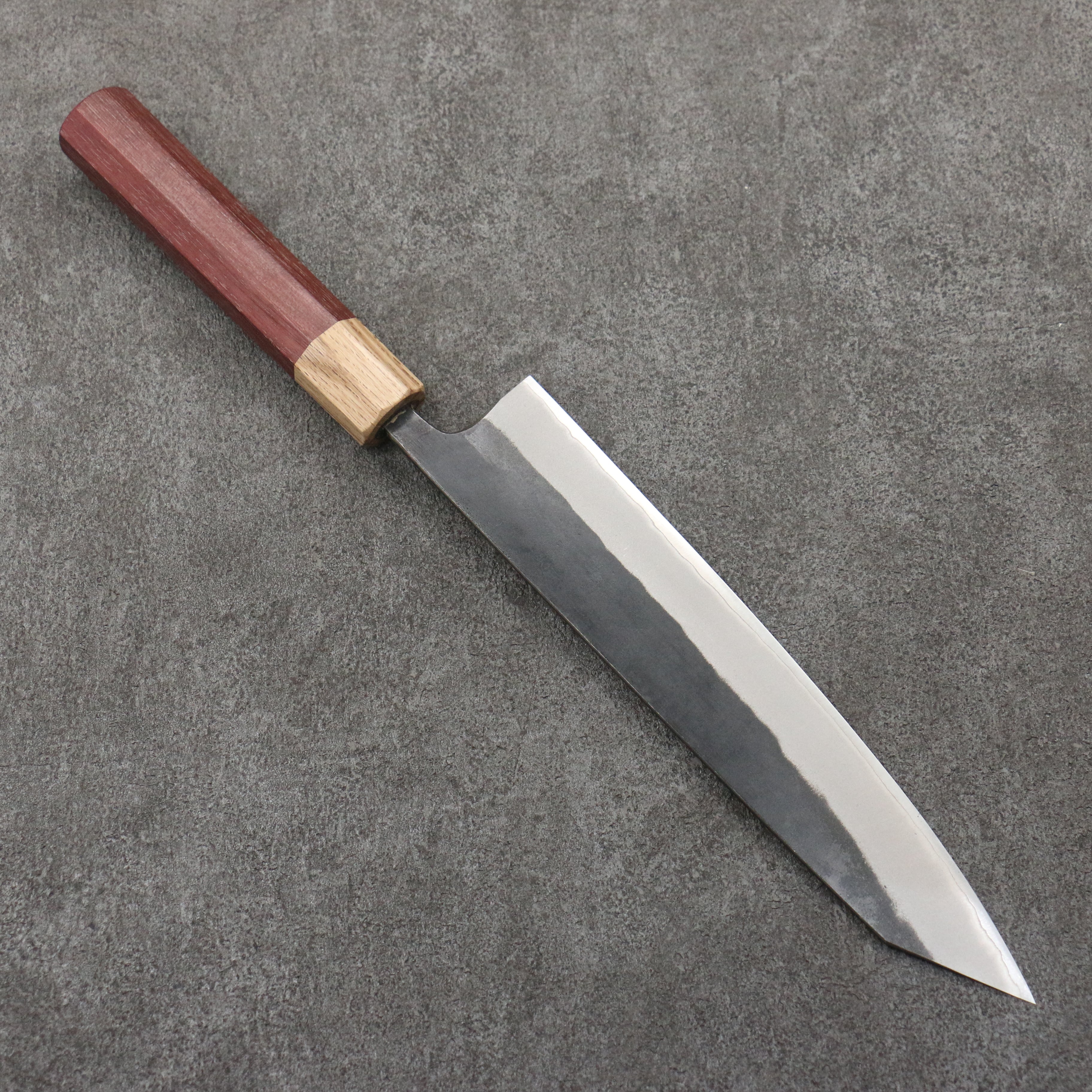 Seisuke Blue Steel No.2 Black Finished Kiritsuke Gyuto 240mm Purpleheart (Ferrule: Oak) Handle - Japanny - Best Japanese Knife