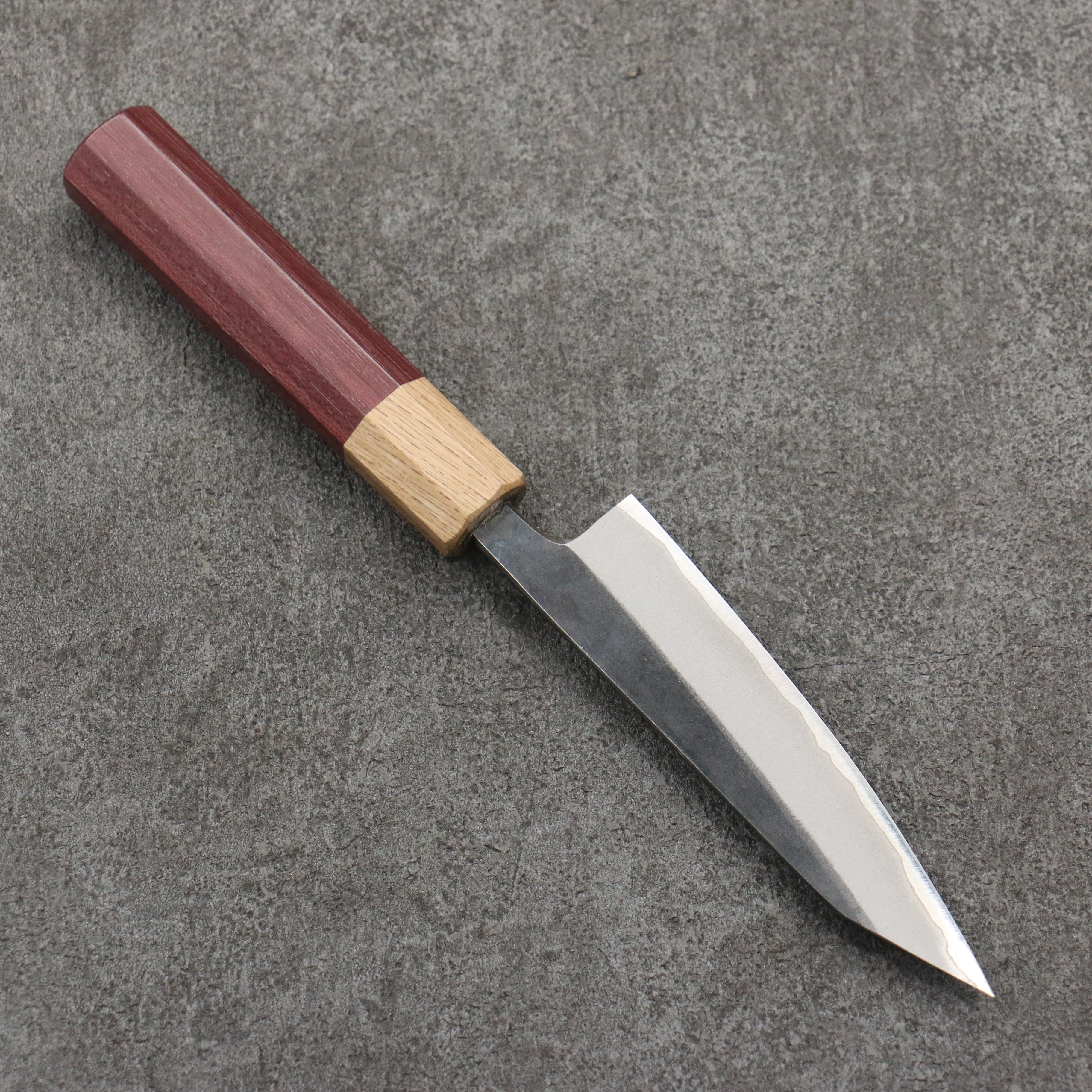 Seisuke Blue Steel No.2 Black Finished Kiritsuke Petty-Utility 120mm Purpleheart (Ferrule: Oak) Handle - Japanny - Best Japanese Knife