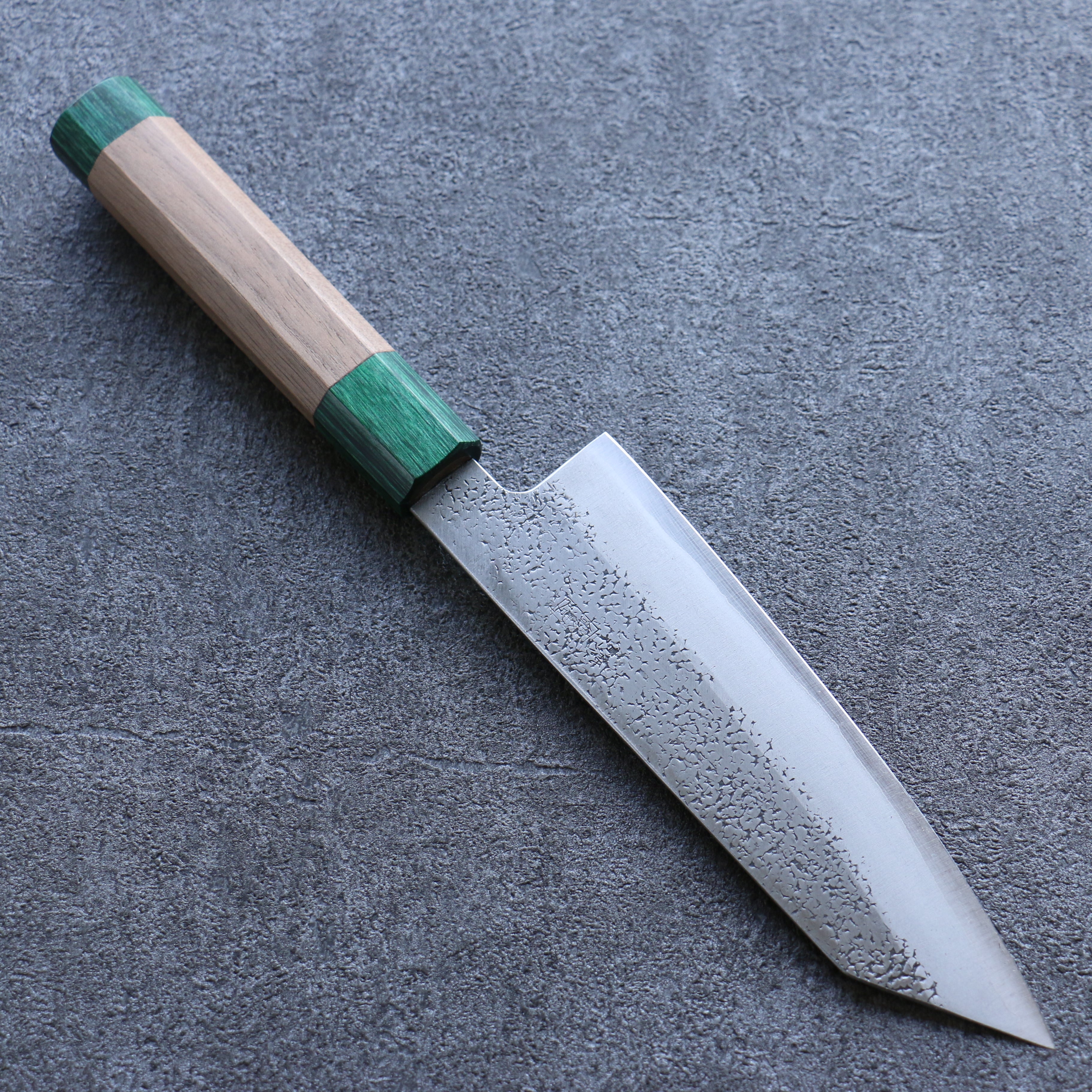 Seisuke Blue Super Hammered Bunka 165mm Walnut (With Double Green Pakka wood) Handle - Japanny - Best Japanese Knife