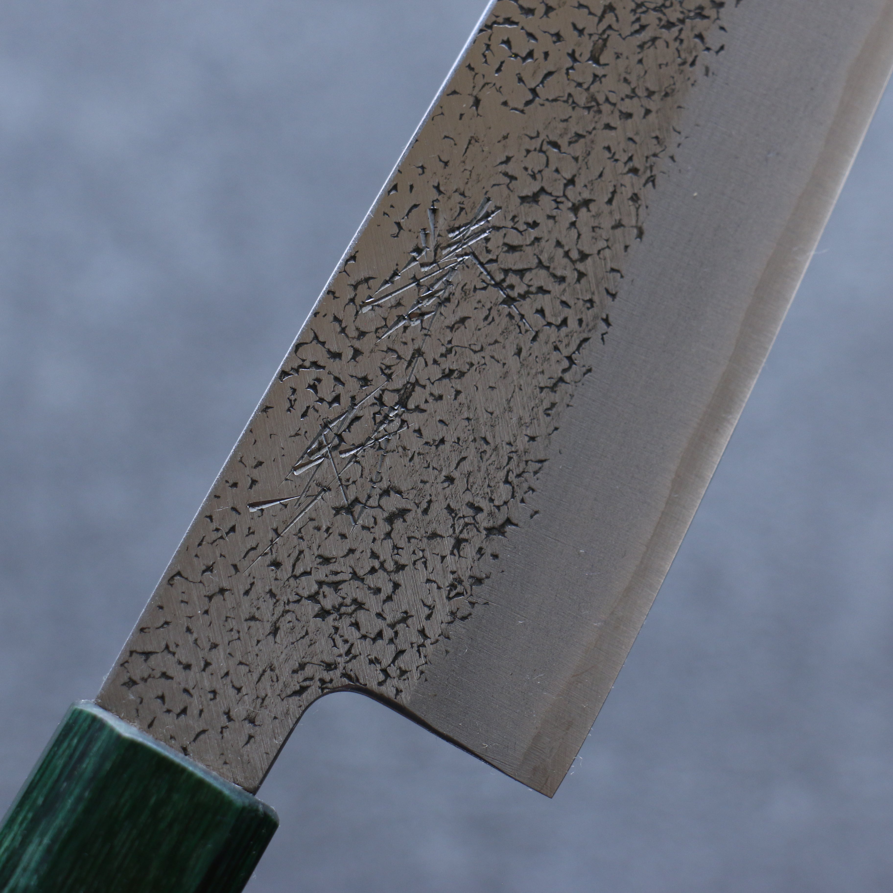 Seisuke Blue Super Hammered Bunka 165mm Walnut (With Double Green Pakka wood) Handle - Japanny - Best Japanese Knife