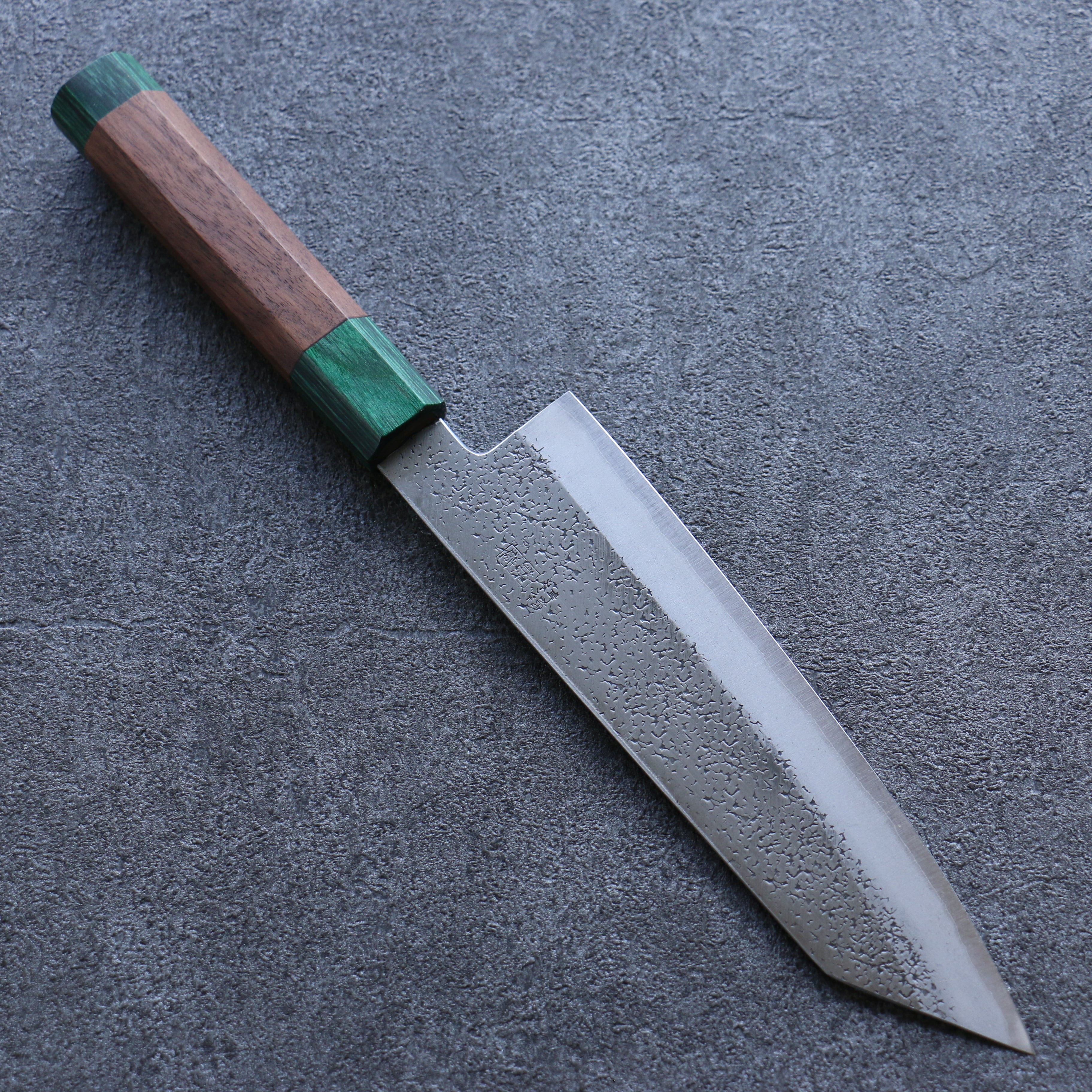 Seisuke Blue Super Hammered Bunka 185mm Walnut (With Double Green Pakka wood) Handle - Japanny - Best Japanese Knife