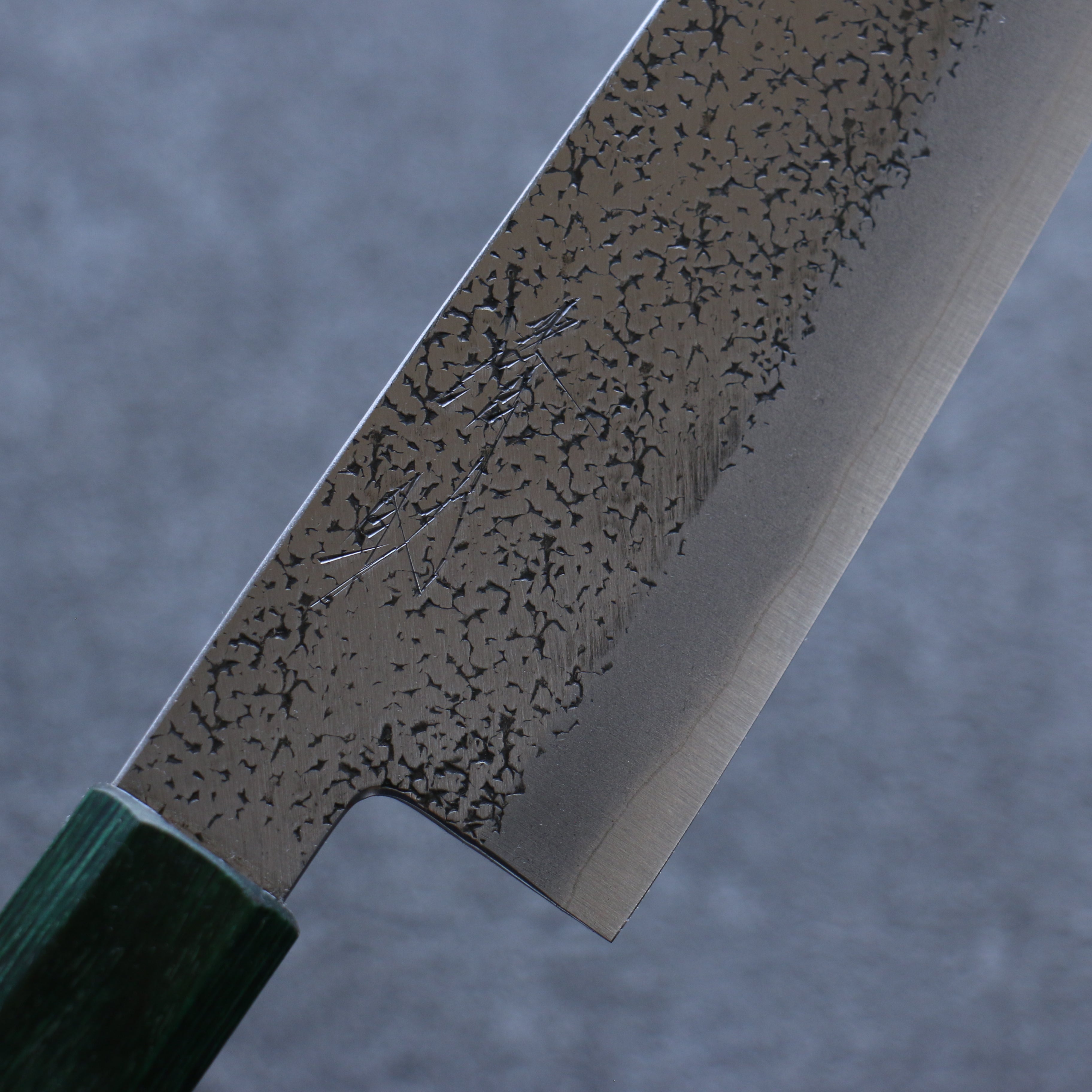 Seisuke Blue Super Hammered Bunka 185mm Walnut (With Double Green Pakka wood) Handle - Japanny - Best Japanese Knife