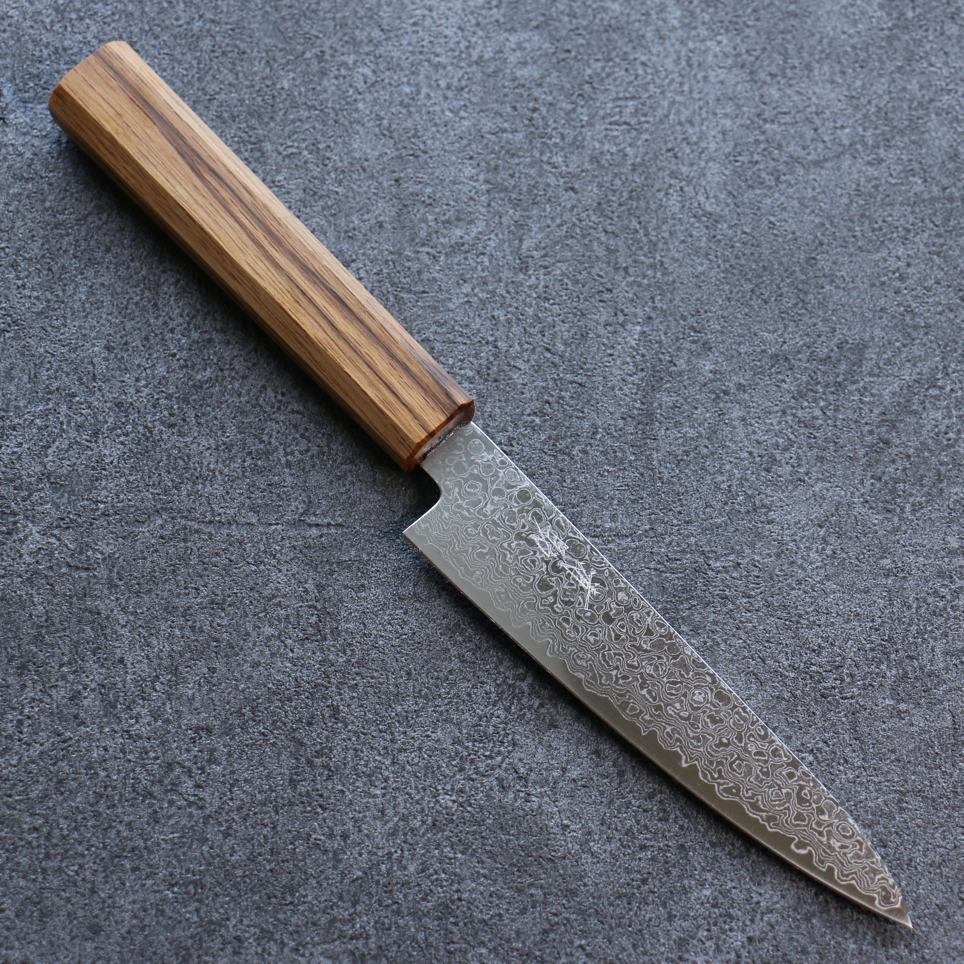 Seisuke ZA-18 Mirrored Finish Damascus Petty-Utility 135mm Oak Handle - Japanny - Best Japanese Knife