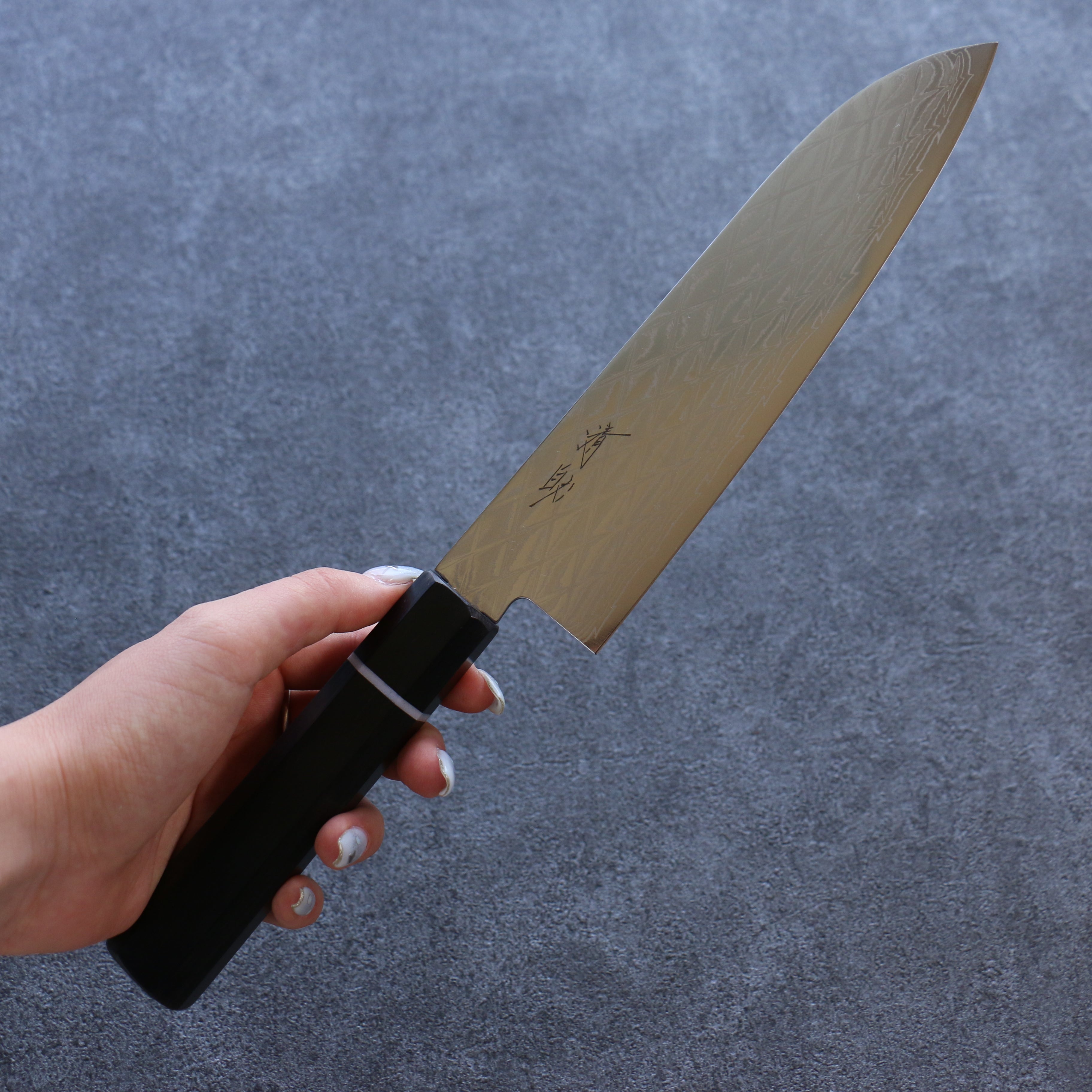 Seisuke AUS10 Mirror Crossed Santoku 180mm Black Pakka wood Handle - Japanny - Best Japanese Knife