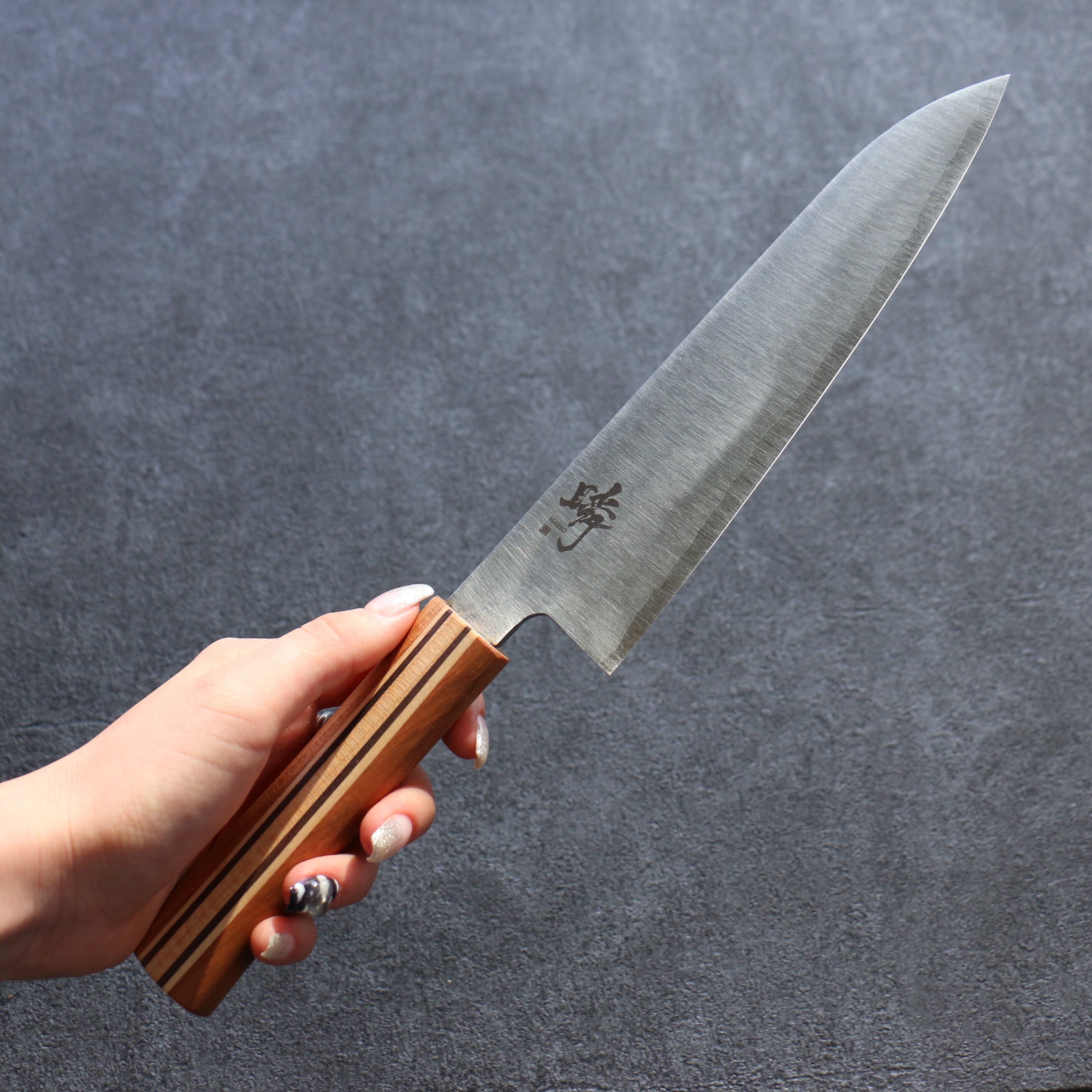 Shigeki Tanaka Majiro Silver Steel No.3 Gyuto 190mm Maple, Cherry, Walnut Handle - Japanny - Best Japanese Knife