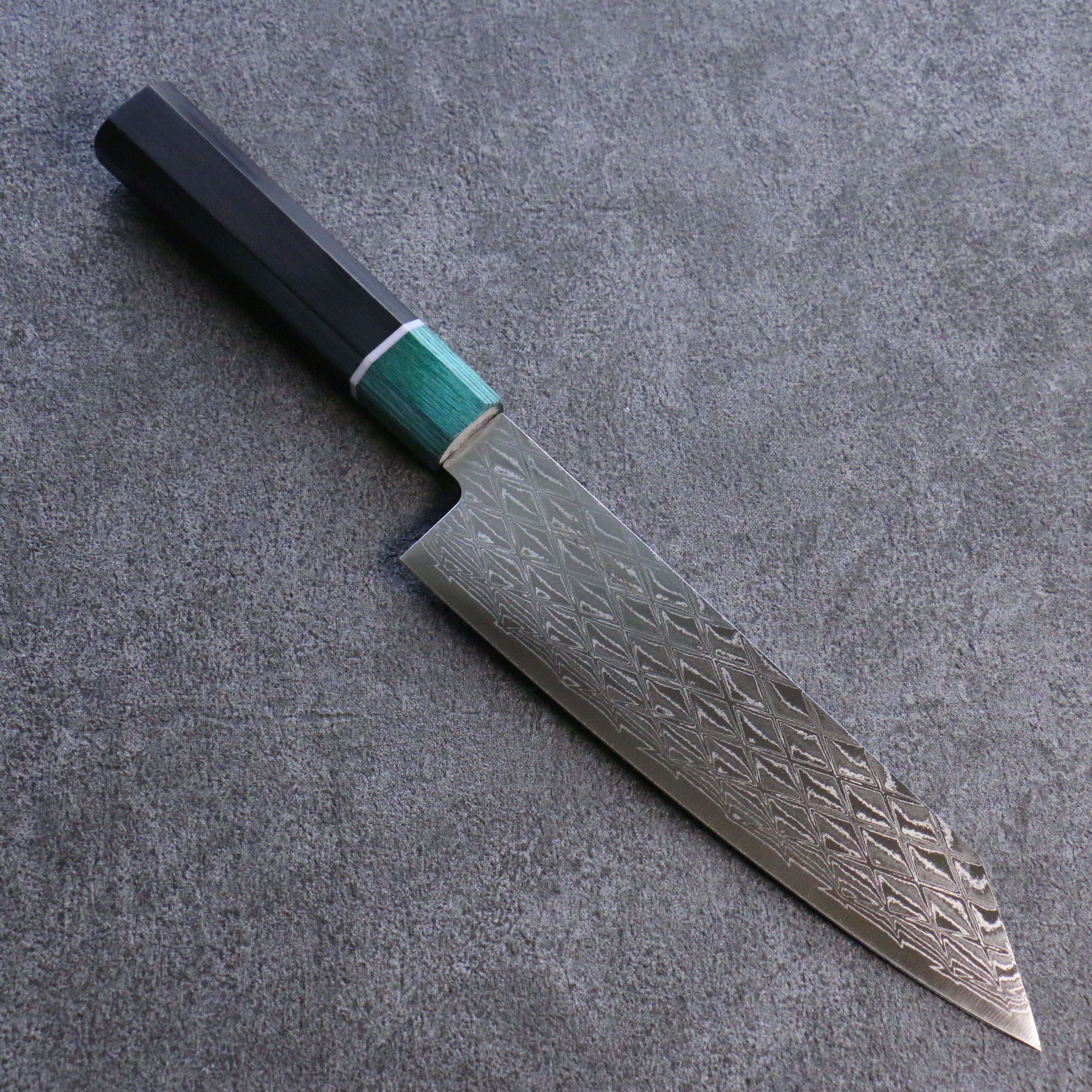Seisuke AUS10 Mirror Crossed Kiritsuke Santoku 180mm Black Pakka wood(ferrule: Green Pakka wood) Handle - Japanny - Best Japanese Knife