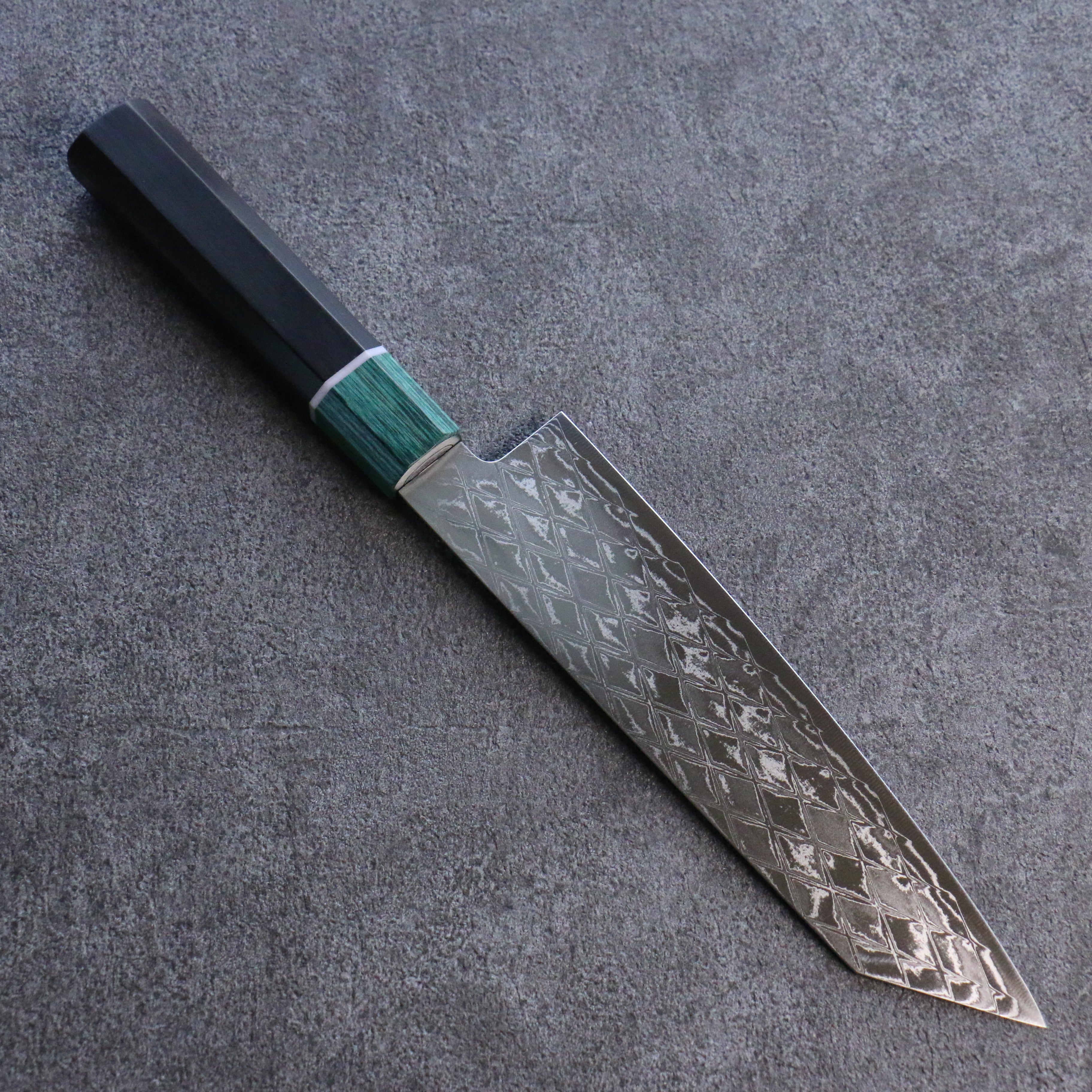 Seisuke AUS10 Mirror Crossed Kiritsuke Santoku 180mm Black Pakka wood(ferrule: Green Pakka wood) Handle - Japanny - Best Japanese Knife