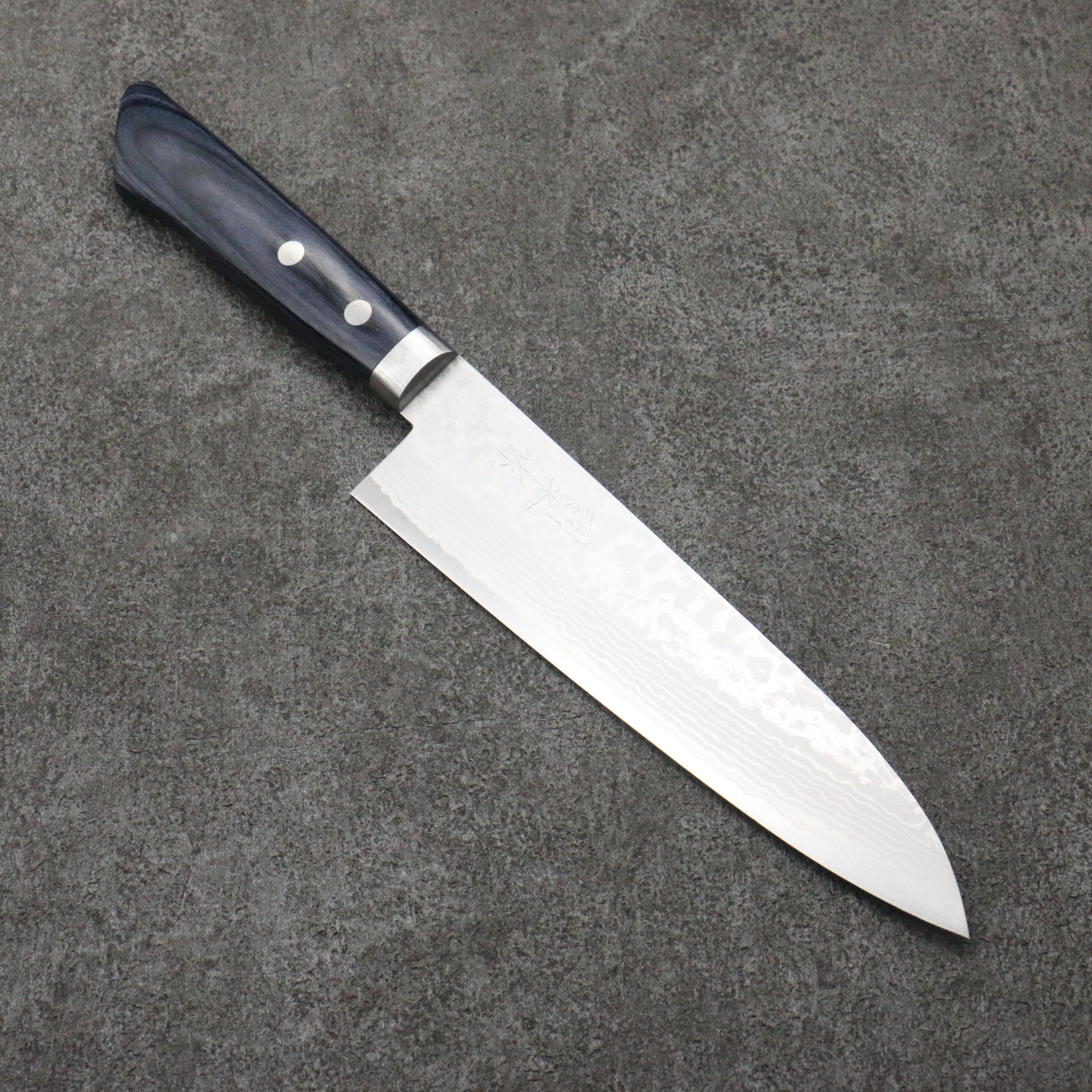 Kunihira Sairyu VG10 Damascus Gyuto 180mm Navy blue Pakka wood Handle - Japanny - Best Japanese Knife