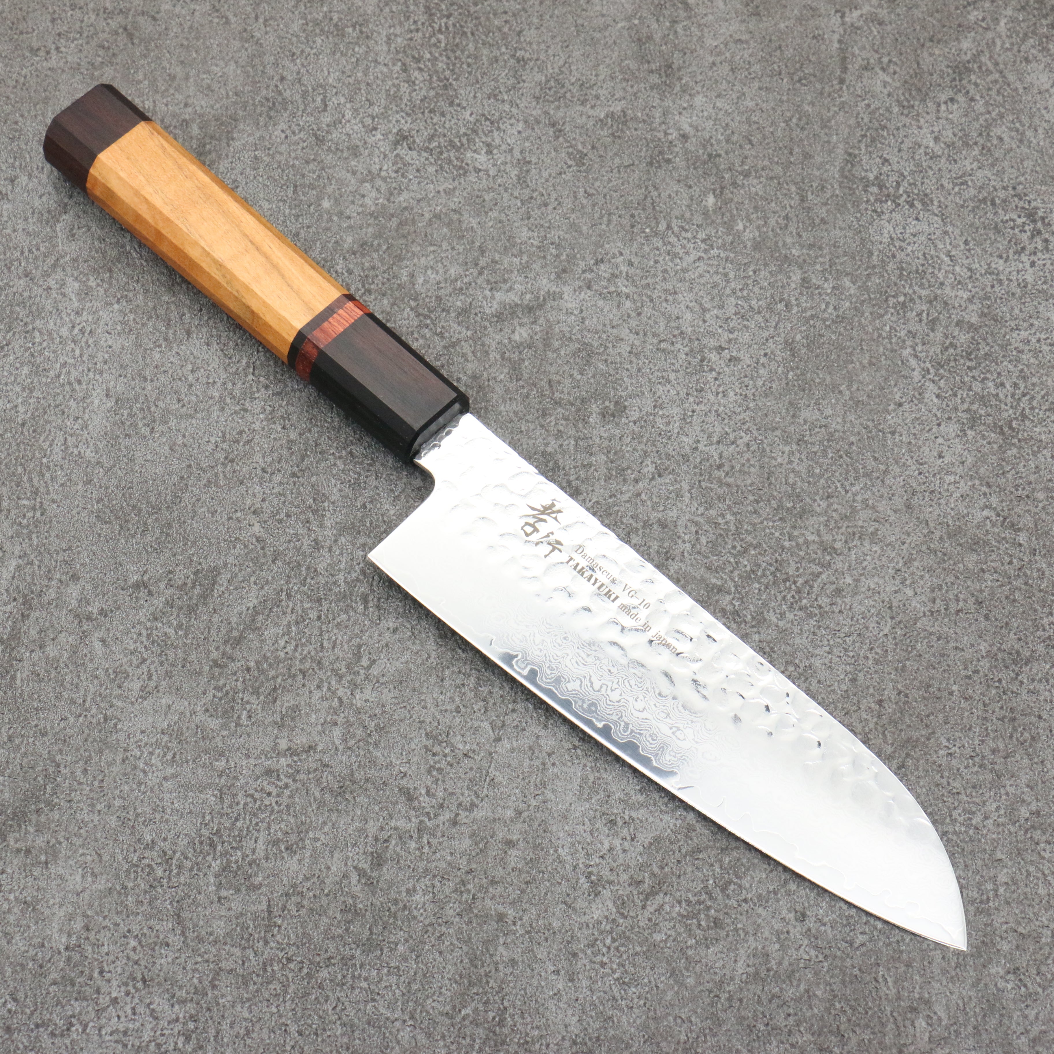 Sakai Takayuki VG10 33 Layer Damascus Santoku 170mm Mountain cherry (12 sided) Handle - Japanny - Best Japanese Knife