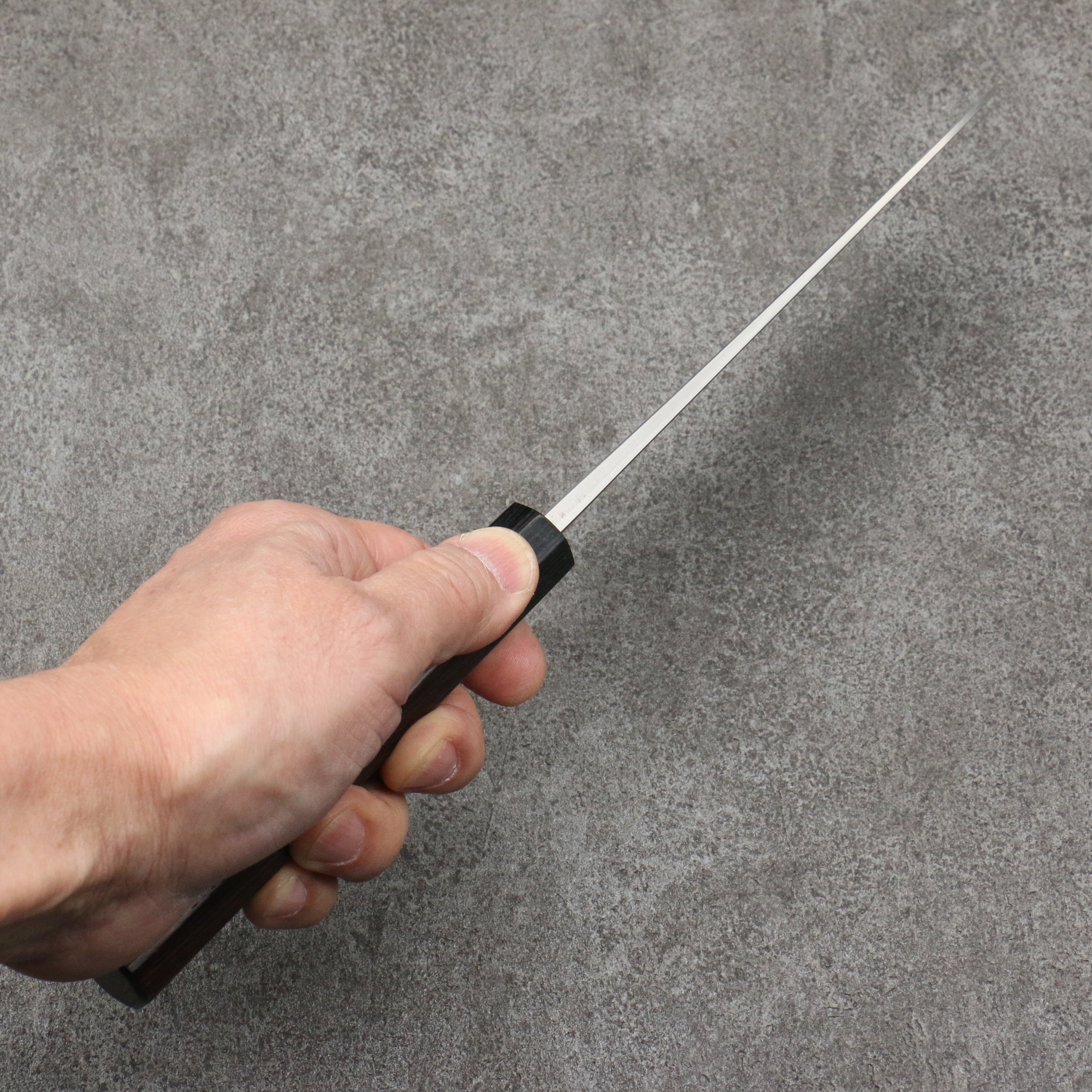 Nao Yamamoto VG10 Black Damascus Santoku 165mm Shitan Handle - Japanny - Best Japanese Knife