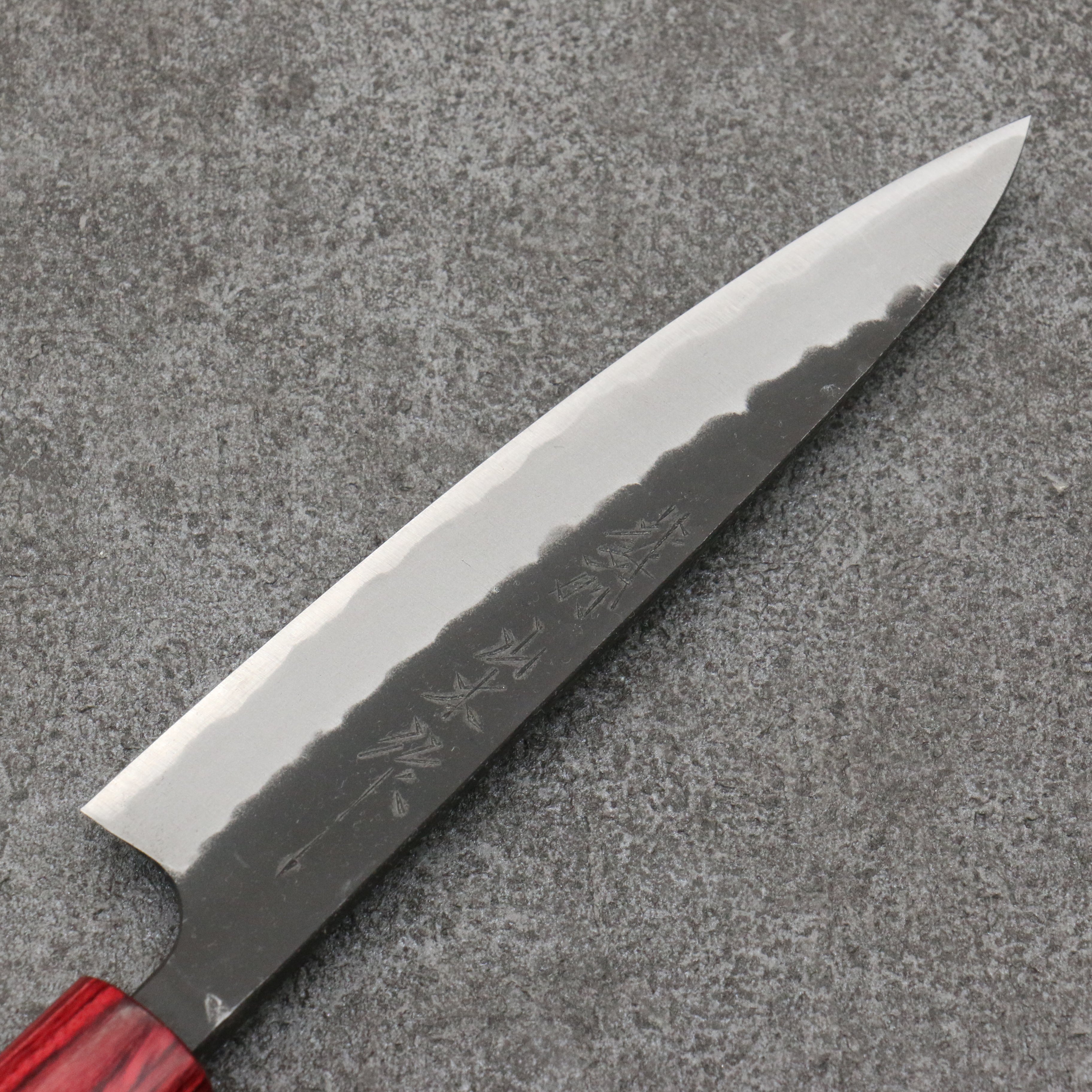Nao Yamamoto Blue Steel Kurouchi Petty-Utility 135mm Shitan (ferrule: Red Pakka wood) Handle - Japanny - Best Japanese Knife