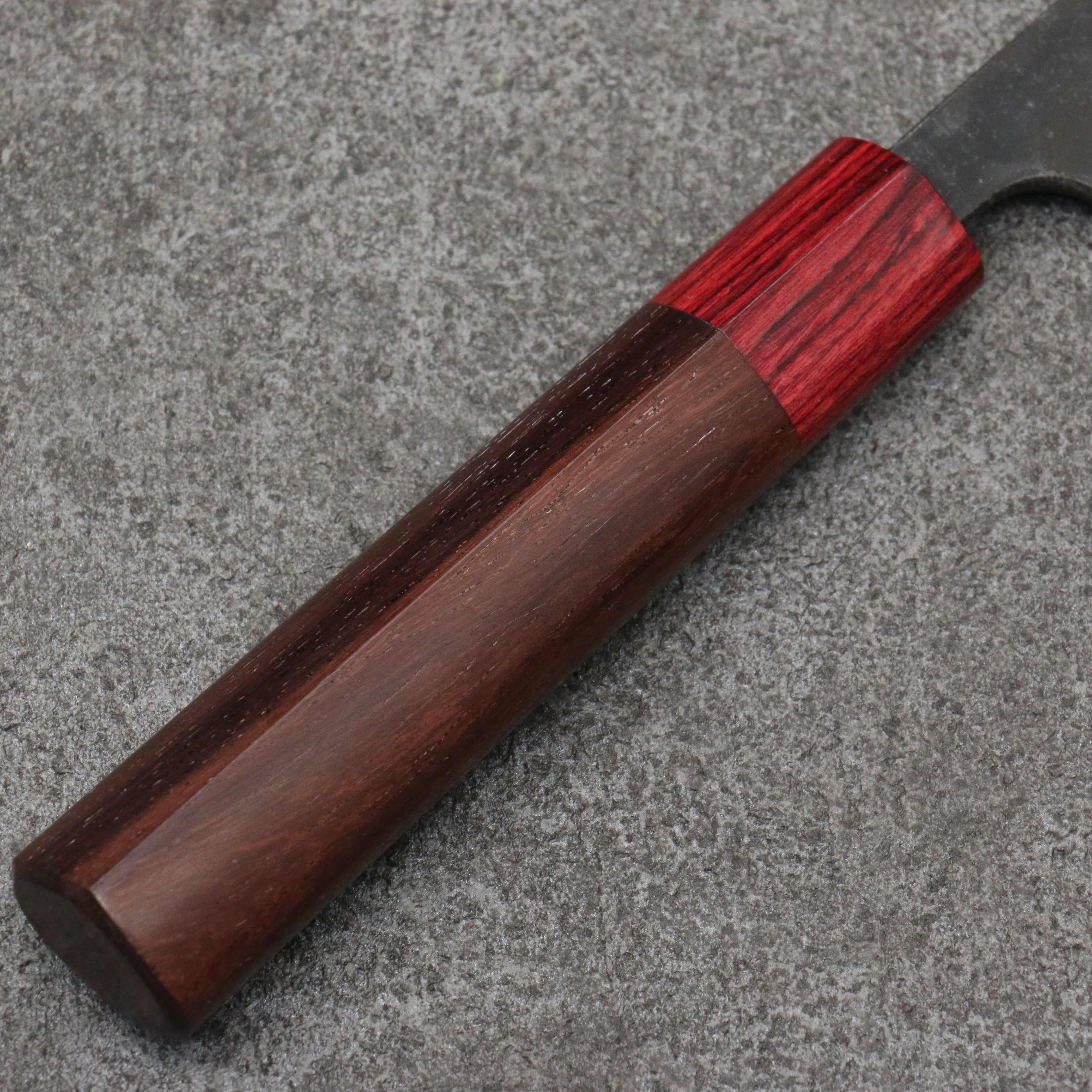 Nao Yamamoto Blue Steel Kurouchi Petty-Utility 135mm Shitan (ferrule: Red Pakka wood) Handle - Japanny - Best Japanese Knife