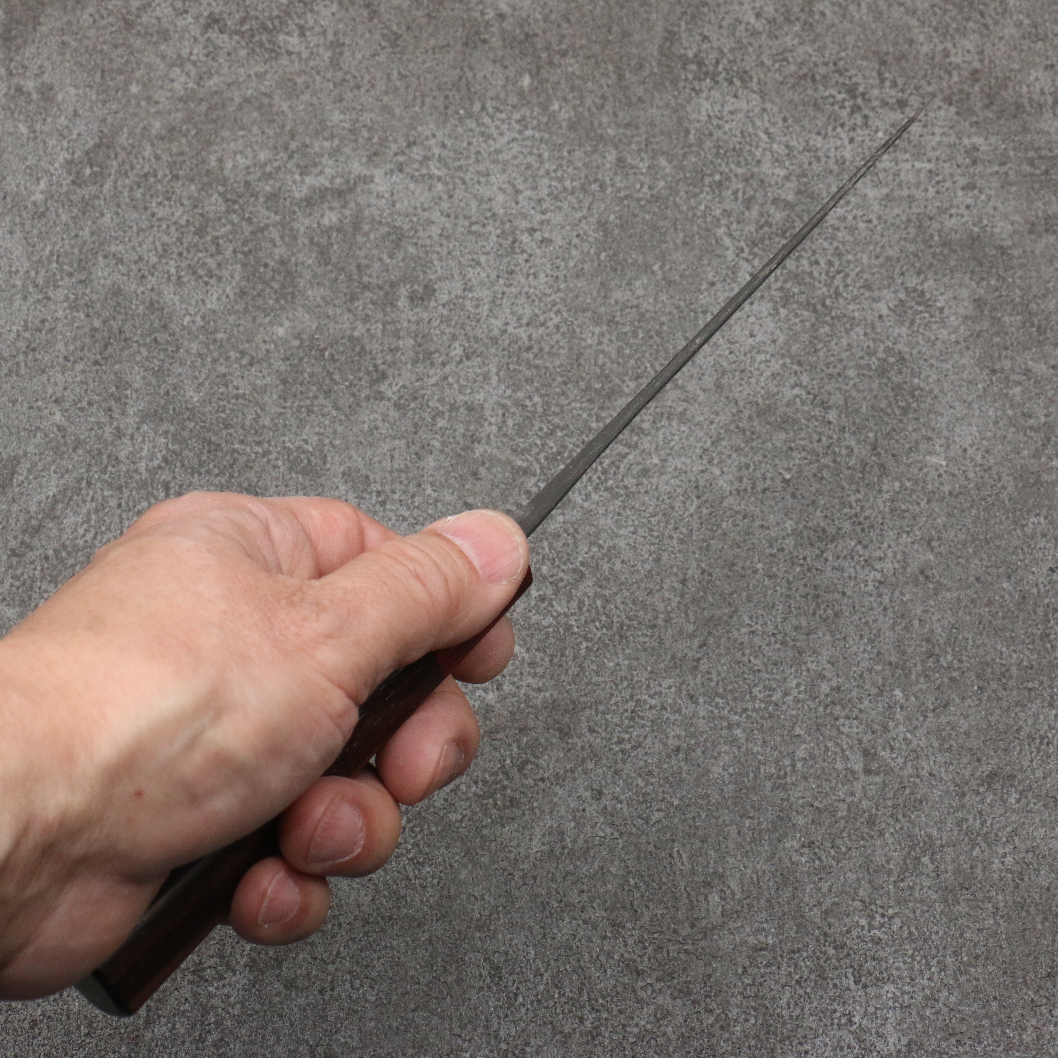 Nao Yamamoto Blue Steel Kurouchi Petty-Utility 135mm Shitan (ferrule: Red Pakka wood) Handle - Japanny - Best Japanese Knife