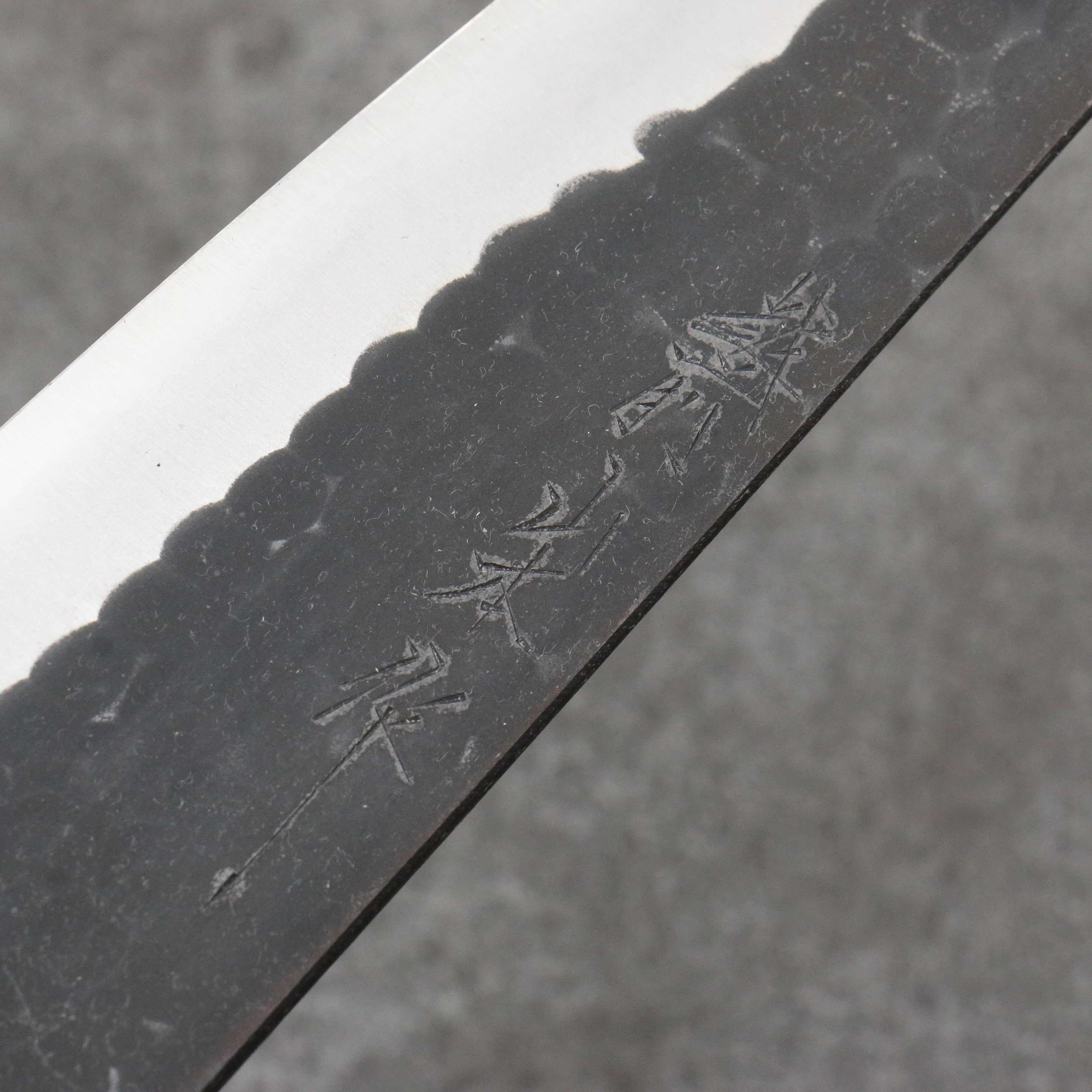 Nao Yamamoto Blue Steel Kurouchi Gyuto 180mm Shitan (ferrule: Red Pakka wood) Handle - Japanny - Best Japanese Knife