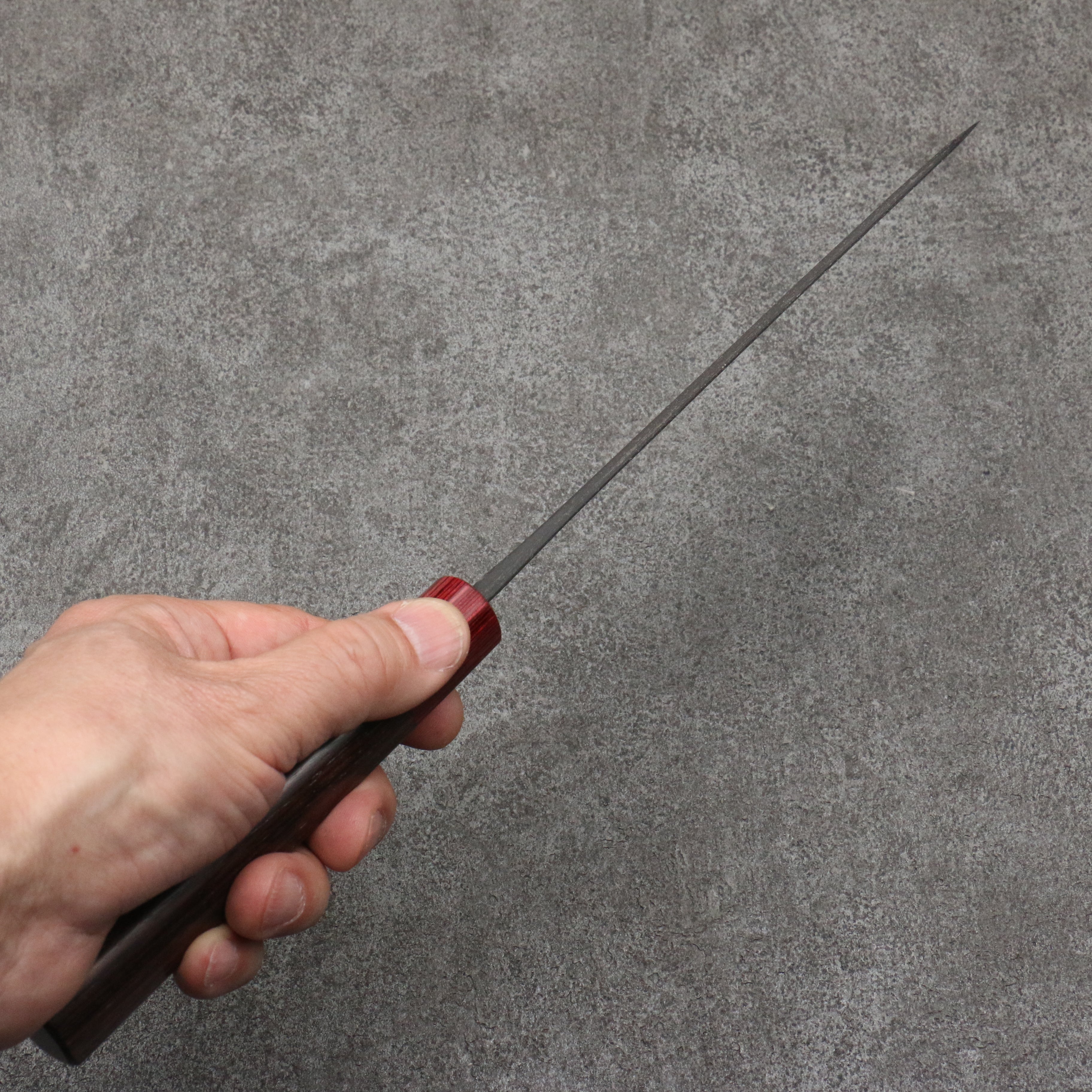 Nao Yamamoto Blue Steel Kurouchi Gyuto 180mm Shitan (ferrule: Red Pakka wood) Handle - Japanny - Best Japanese Knife