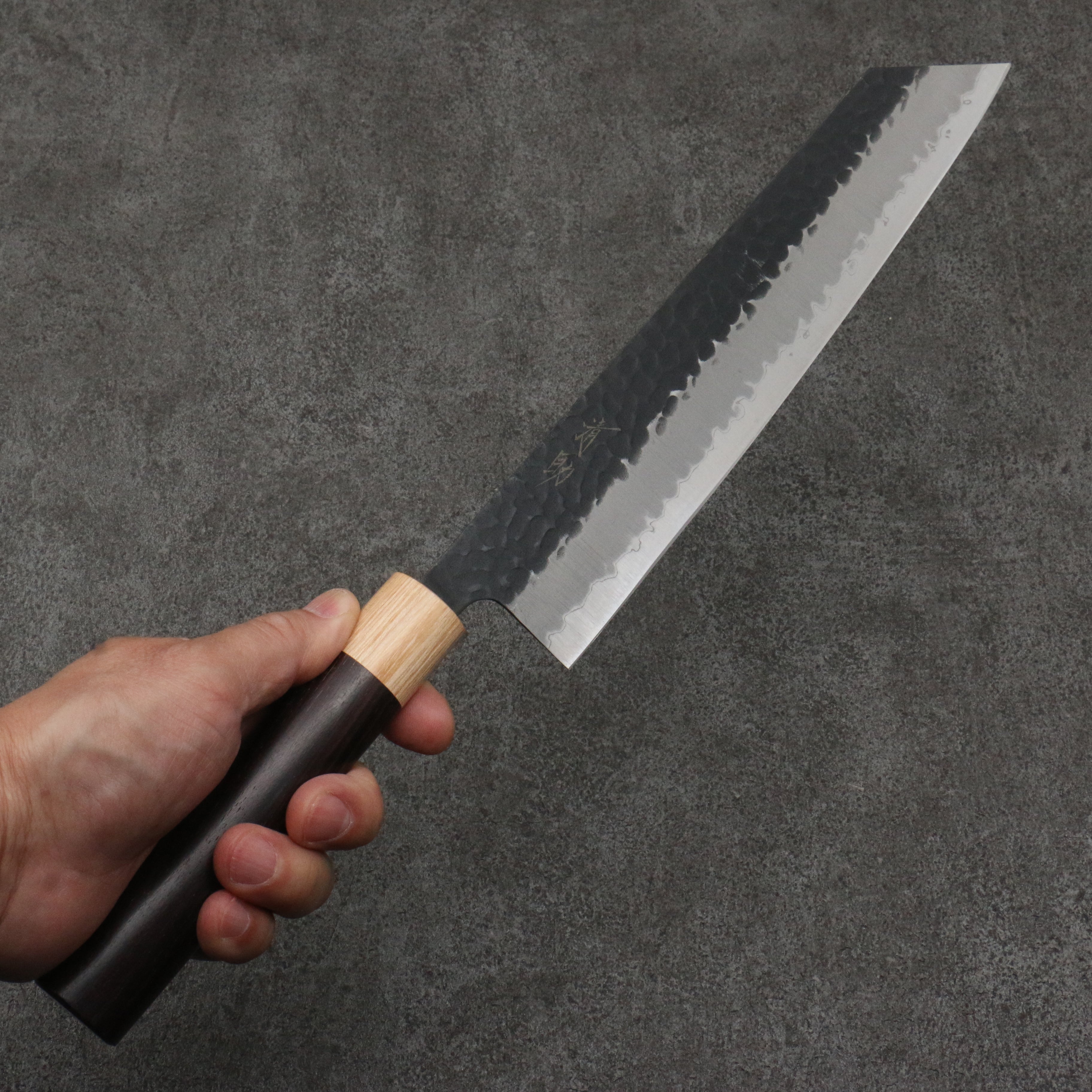 Seisuke Blue Super Hammered Kiritsuke Gyuto 240mm Shitan (ferrule: White Pakka wood) Handle - Japanny - Best Japanese Knife