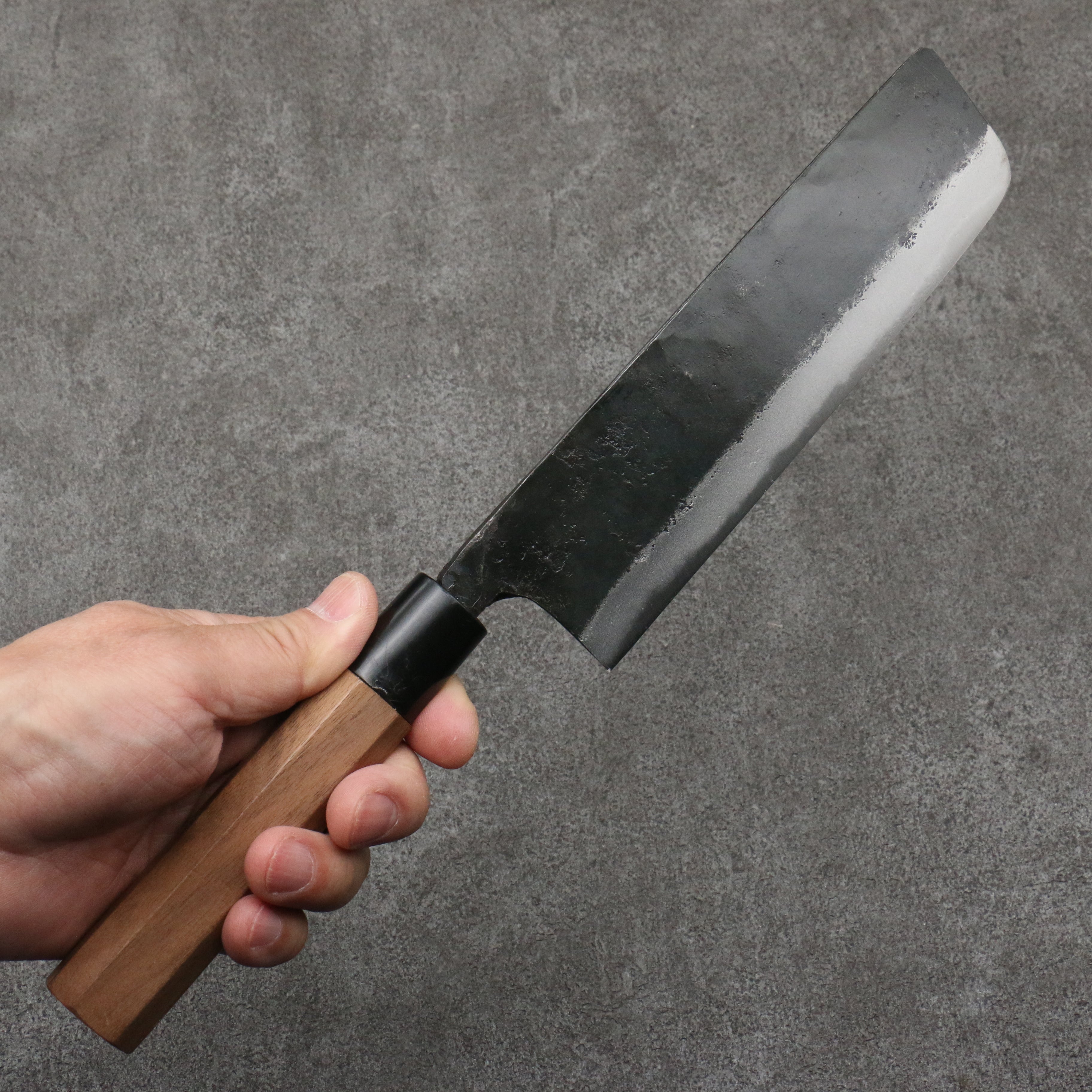 Hayashida Blue Steel No.2 Black Finished Nakiri 170mm Walnut Handle - Japanny - Best Japanese Knife