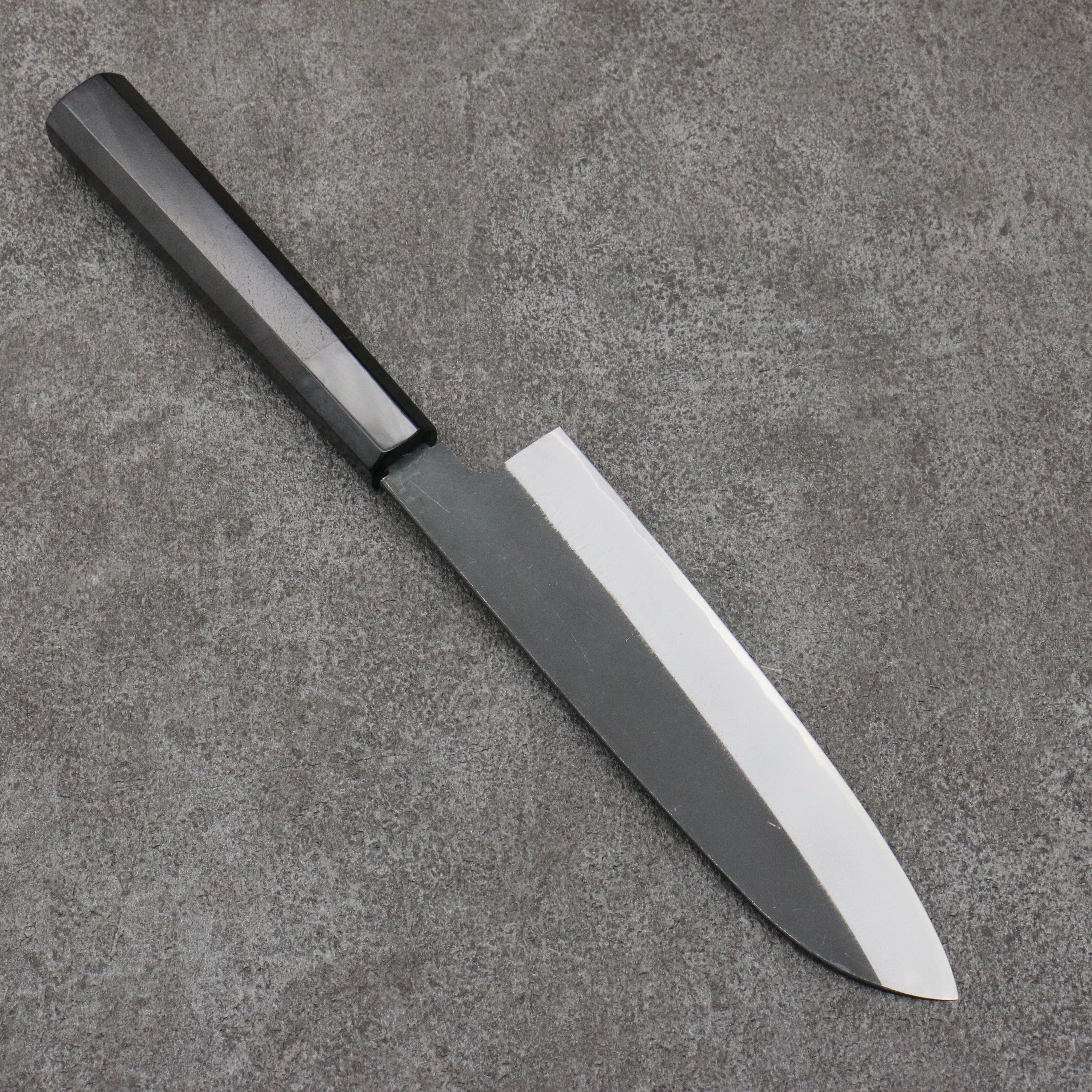 Sakai Takayuki Gold Filled Engraving by Kubota Temari White Steel No.2 Black Finished Santoku 180mm Ebony Wood Handle - Japanny - Best Japanese Knife