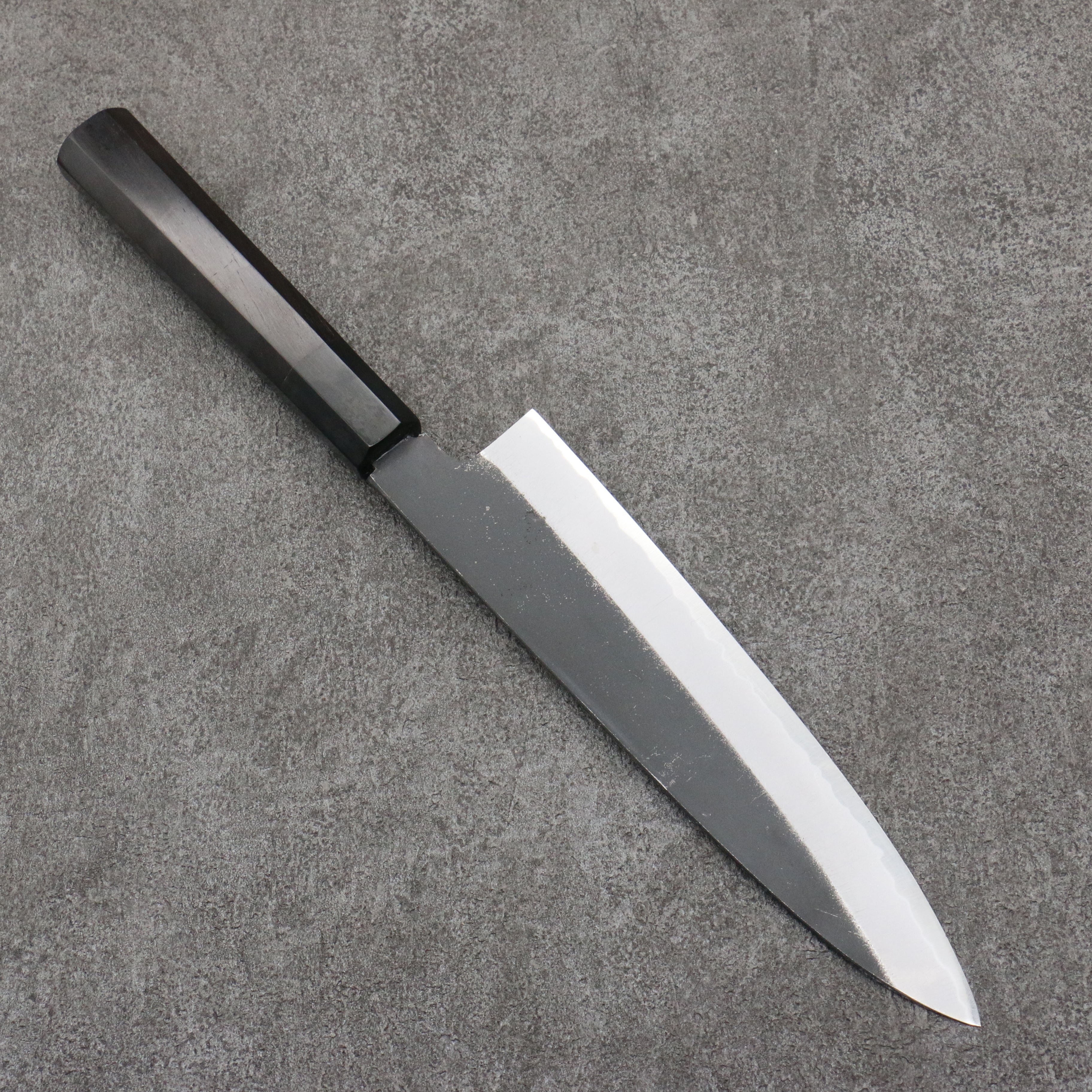 Sakai Takayuki Gold Filled Engraving by Kubota Unryu White Steel No.2 Black Finished Gyuto 210mm Ebony Wood Handle - Japanny - Best Japanese Knife