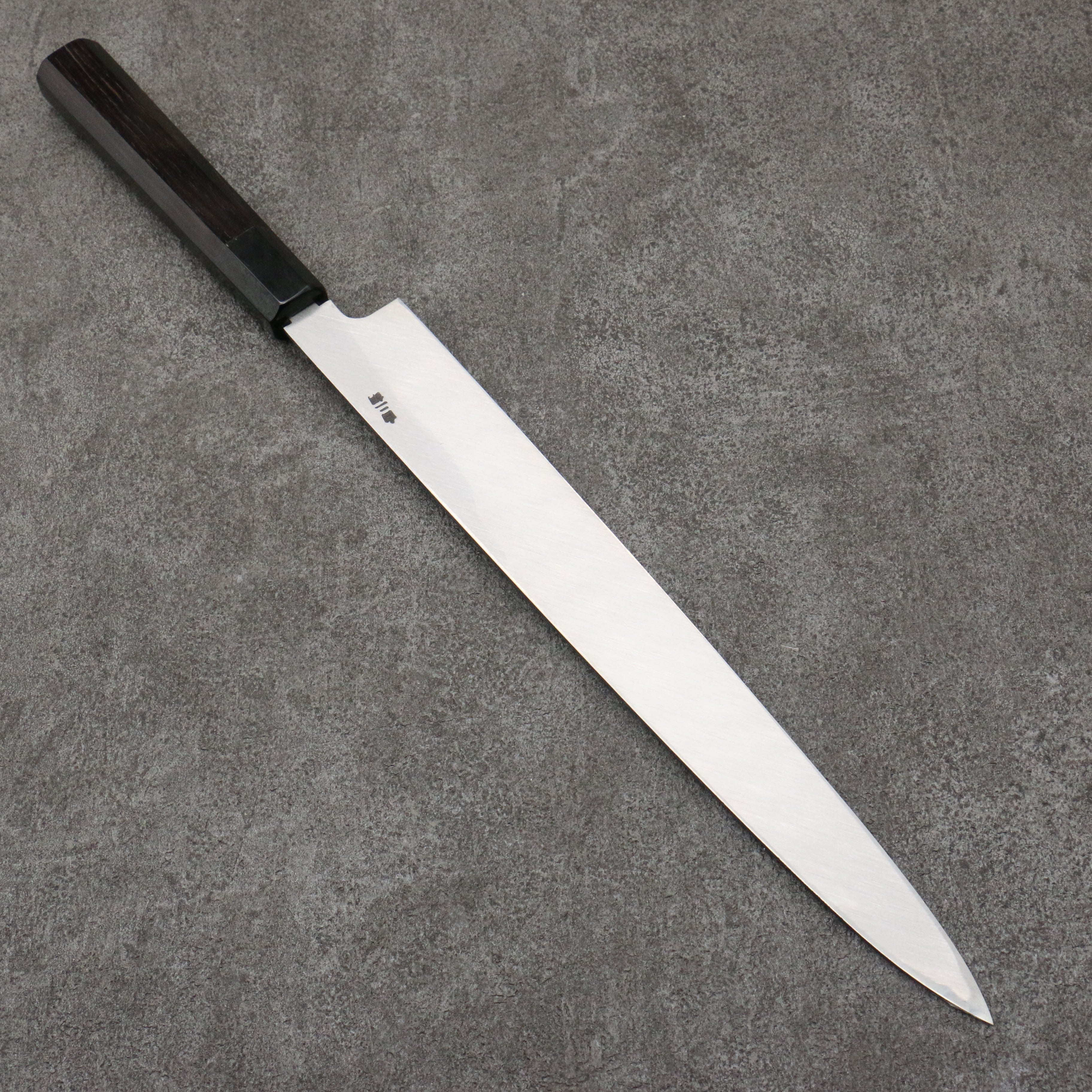 Sakai Takayuki Gold Filled Engraving by Kubota Unagi White Steel No.2 Black Finished Yanagiba 300mm Ebony Wood Handle - Japanny - Best Japanese Knife