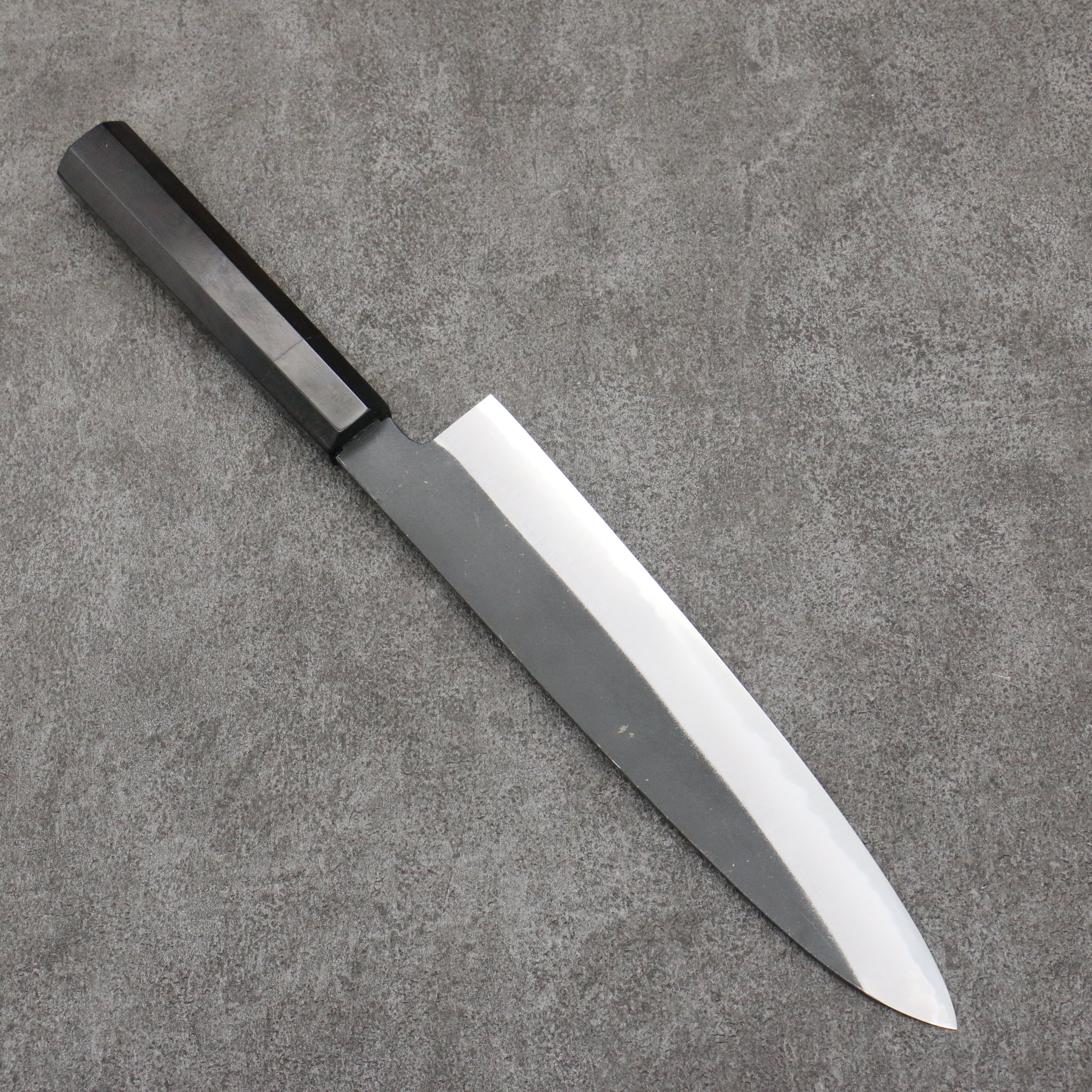 Sakai Takayuki Gold Filled Engraving by Kubota Houou White Steel No.2 Black Finished Gyuto 240mm Ebony Wood Handle - Japanny - Best Japanese Knife