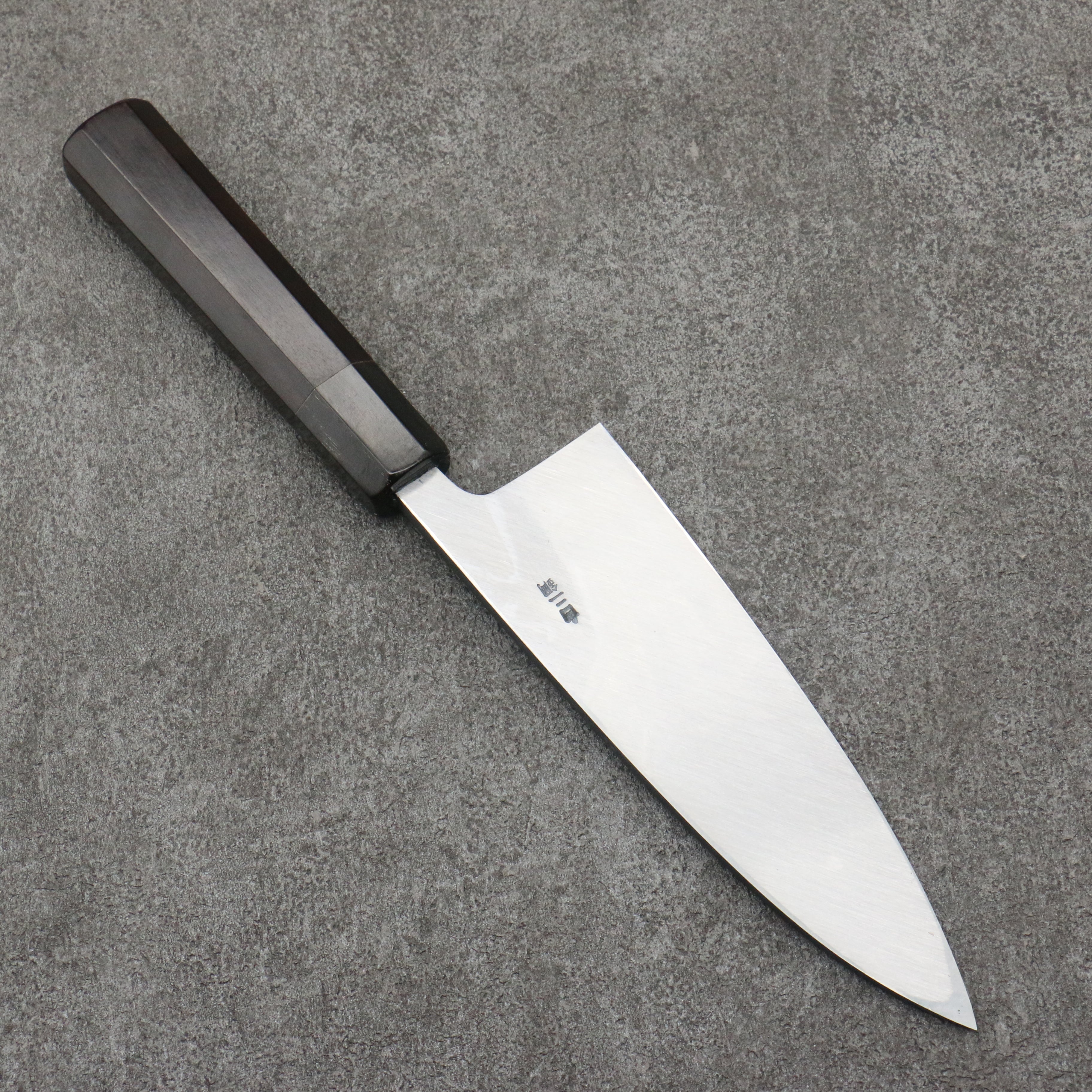 Sakai Takayuki Gold Filled Engraving by Kubota Gojunotou White Steel No.2 Black Finished Deba 165mm Ebony Wood Handle - Japanny - Best Japanese Knife